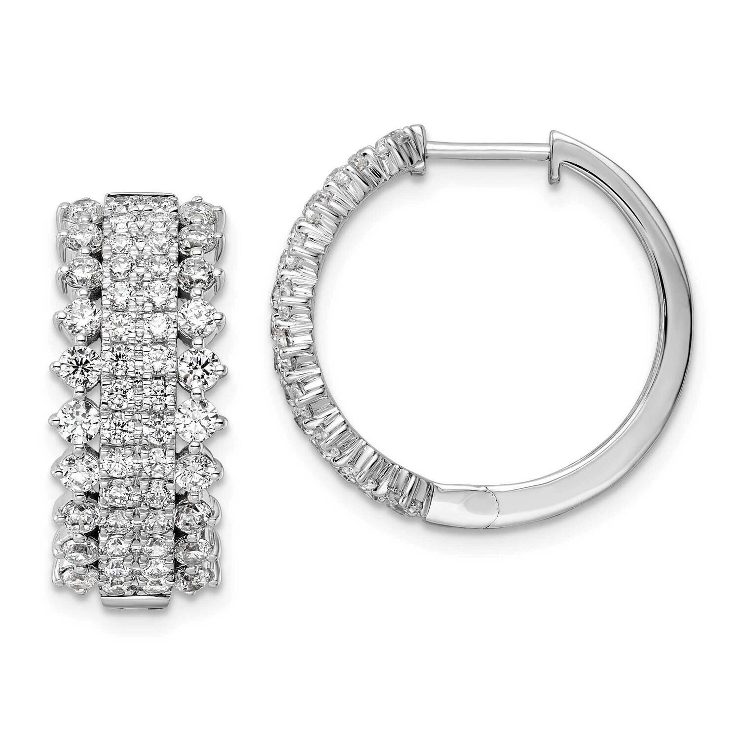 Si1/Si2, G H I, Hinged Hoop Earrings 14k White Gold Lab Grown Diamond EM8364-250-WLG, MPN: EM8364-2…
