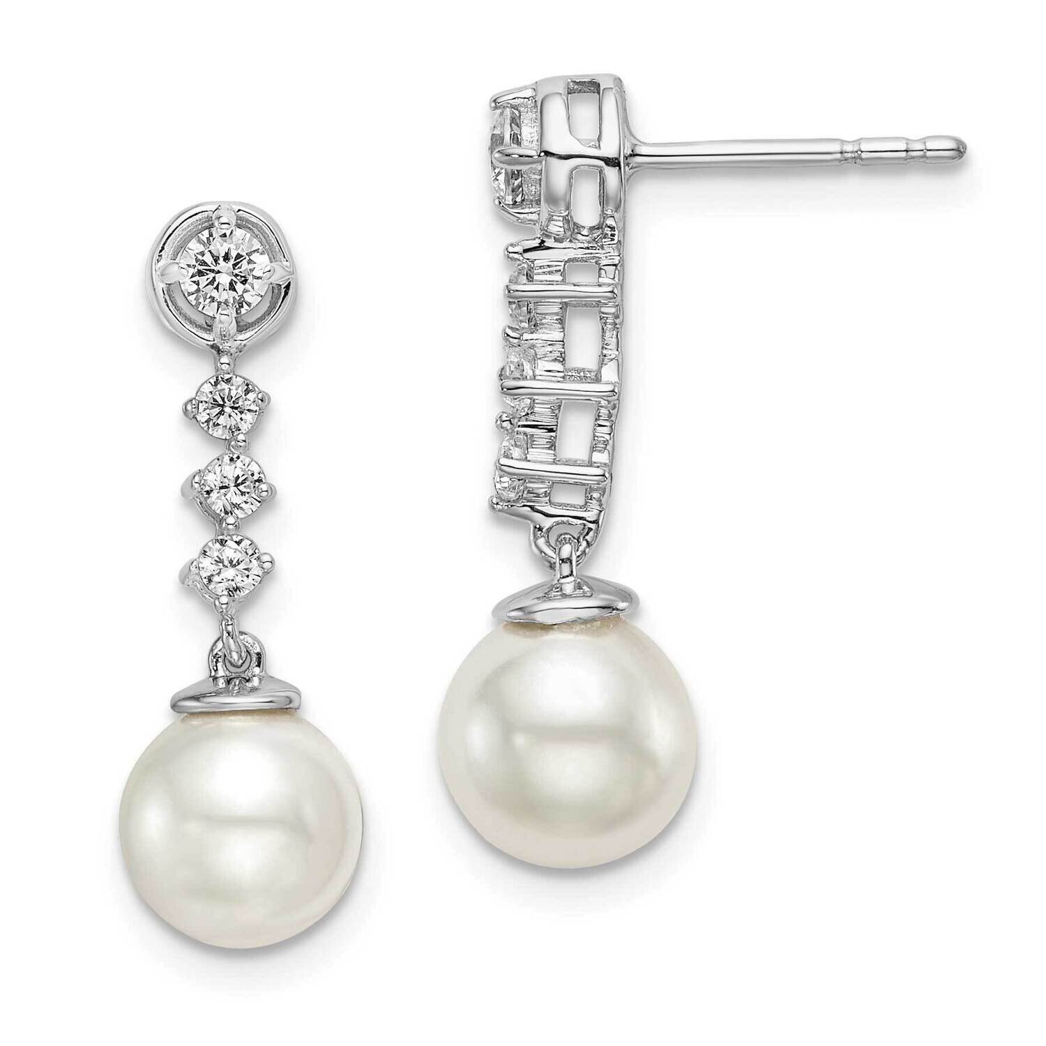 Freshwater Cultured Pearl &amp; Diamond Post Earrings 14k White Gold EM8478-PL-034-WA, MPN: EM8478-PL-0…