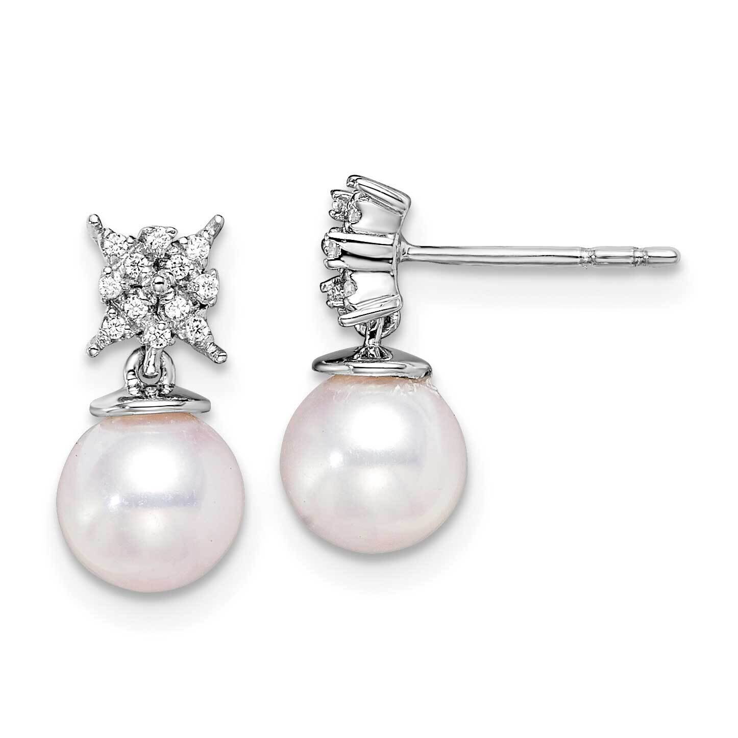 Freshwater Cultured Pearl &amp; Diamond Post Earrings 14k White Gold EM8510-PL-007-WA, MPN: EM8510-PL-0…