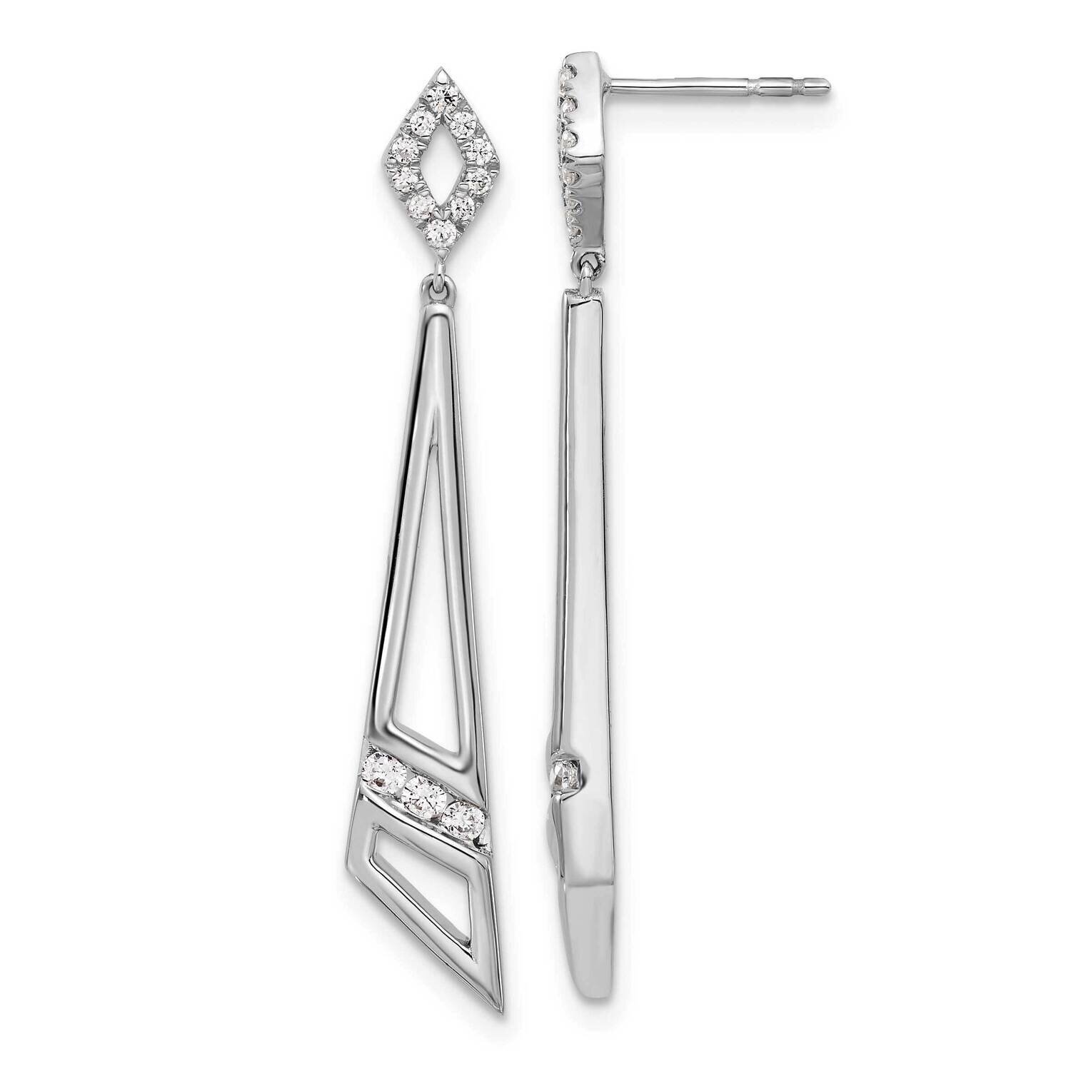 Si1/Si2, G H I, Triangles Post Dangle Earrings 14k White Gold Lab Grown Diamond EM9113-032-WLG, MPN…