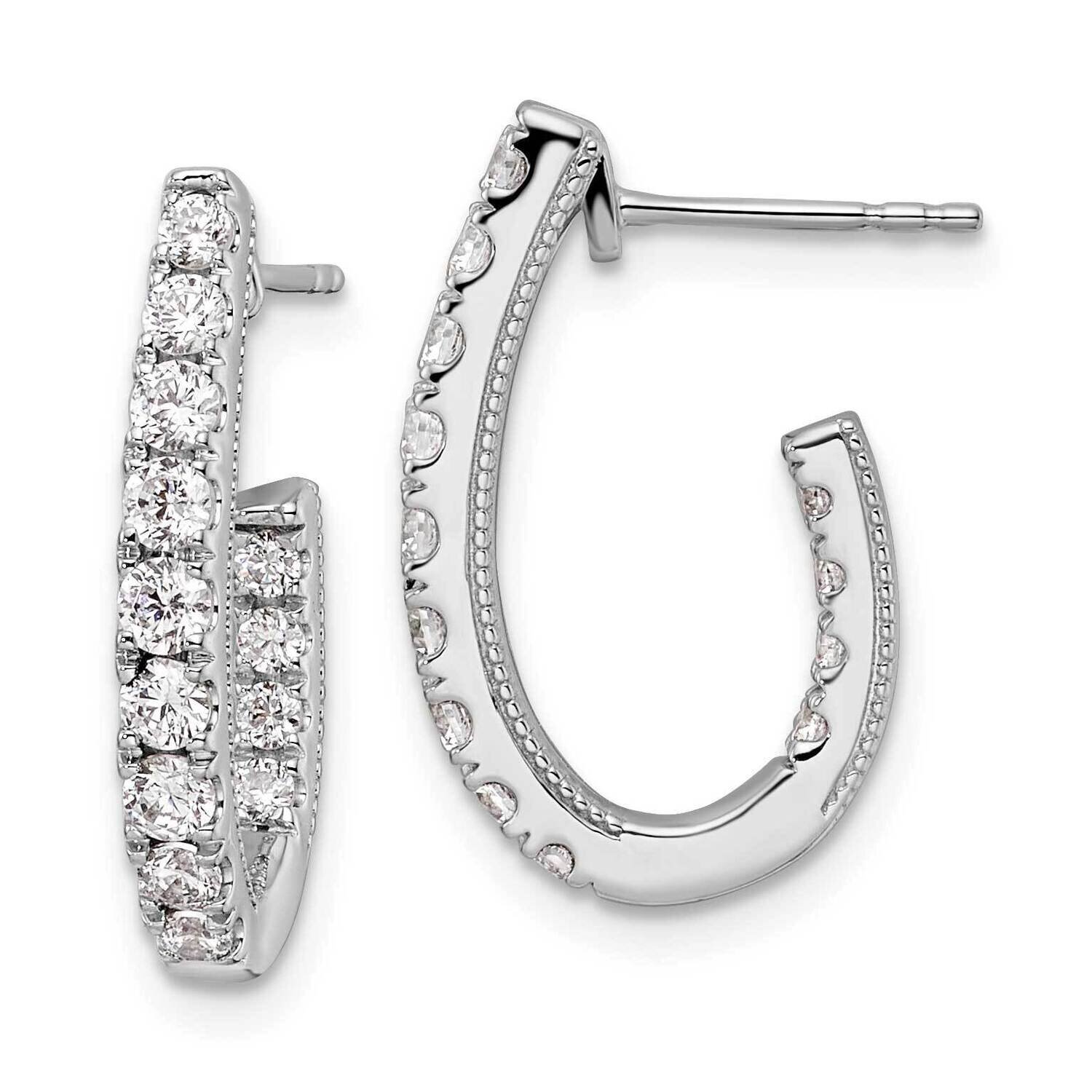 Si1/Si2, G H I, In and Out J-Hoop Earrings 14k White Gold Lab Grown Diamond EM9122-100-WLG, MPN: EM…