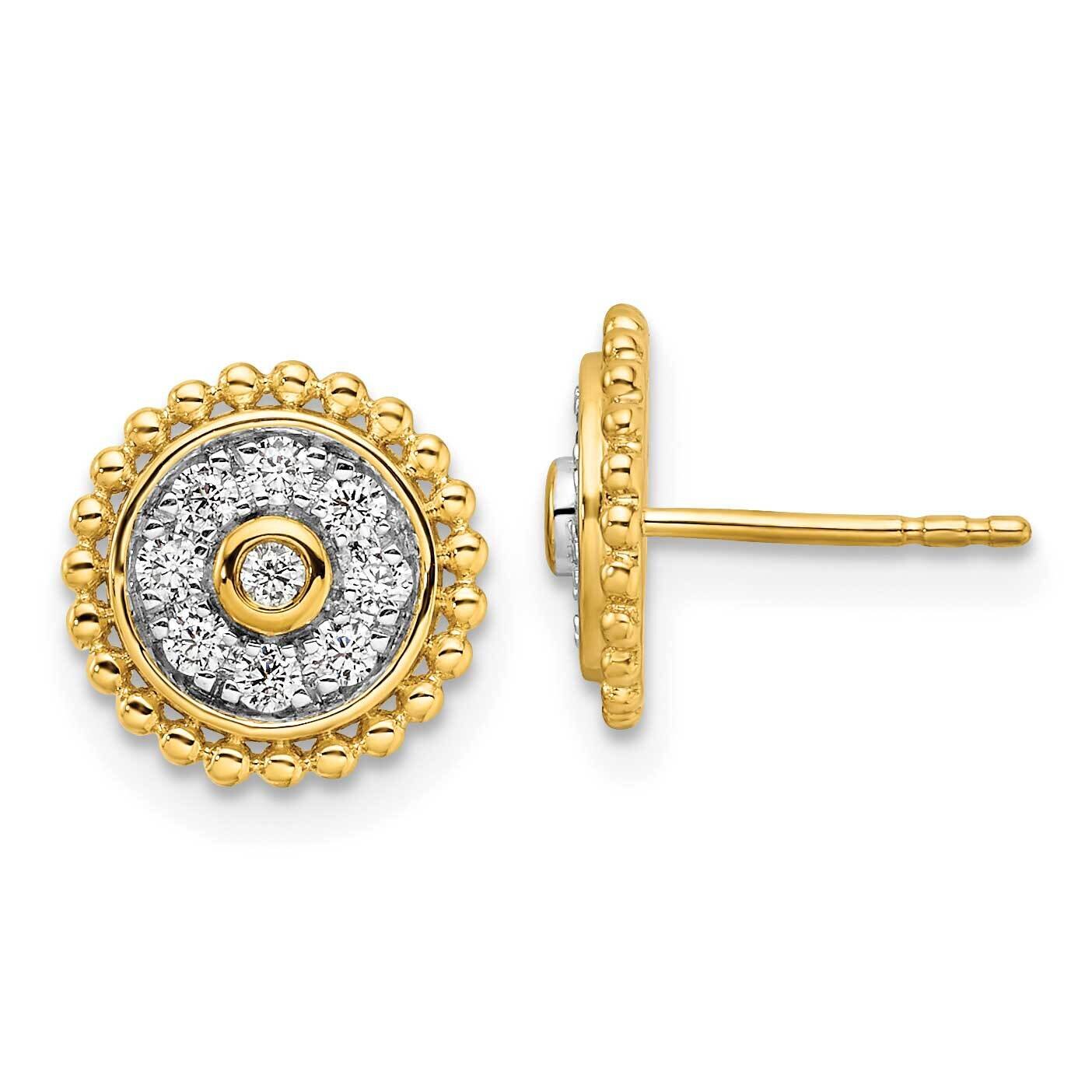 Si1/Si2, G H I, Circle Post Earrings 14k Gold Lab Grown Diamond EM9124-033-YLG, MPN: EM9124-033-YLG…