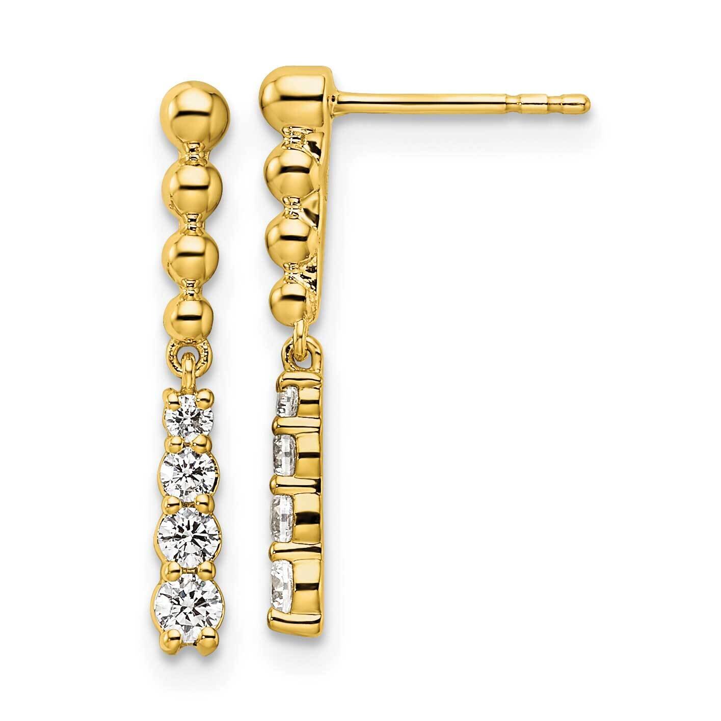Si1/Si2, G H I, Beaded Bar Post Dangle Earrings 14k Gold Lab Grown Diamond EM9125-032-YLG, MPN: EM9…