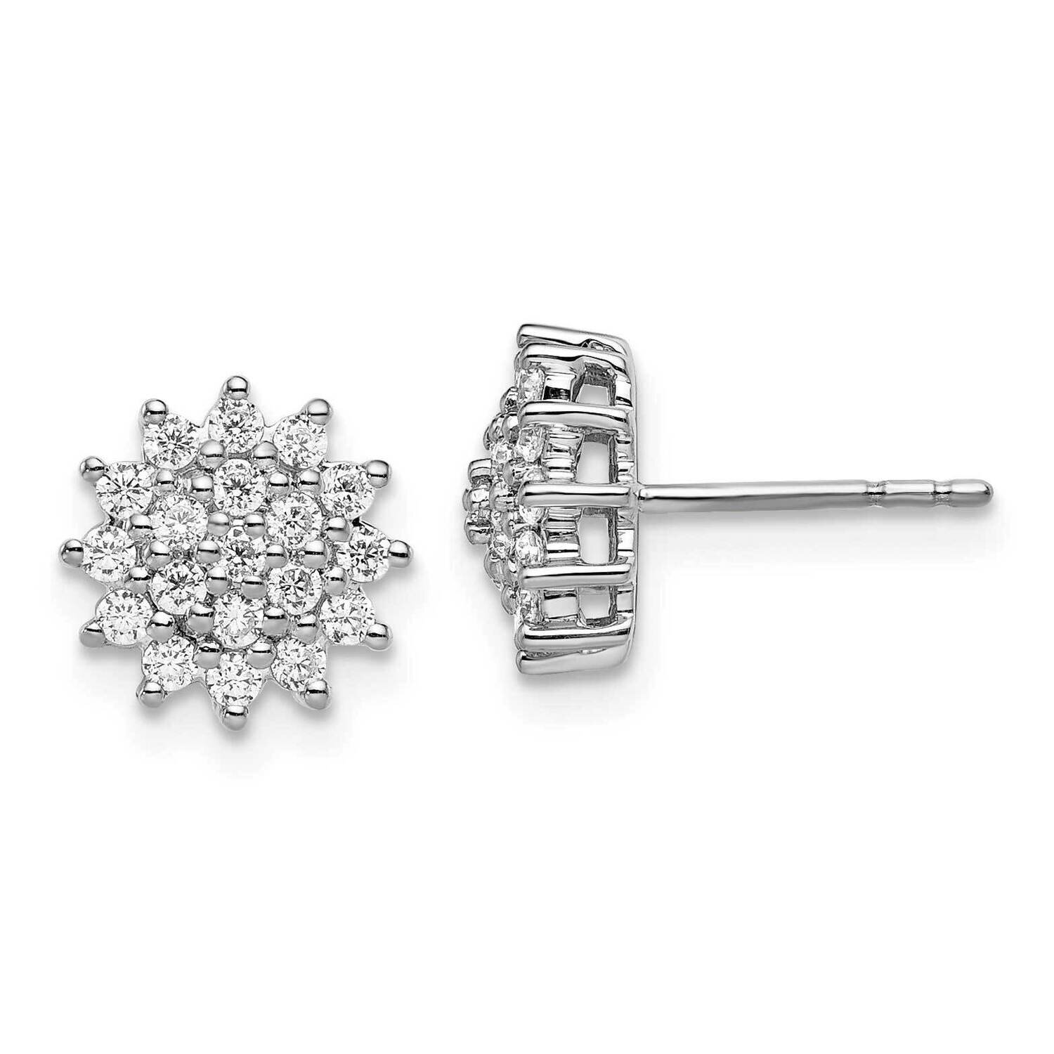 Si1/Si2, G H I, Cluster Post Earrings 14k White Gold Lab Grown Diamond EM9126-057-WLG, MPN: EM9126-…
