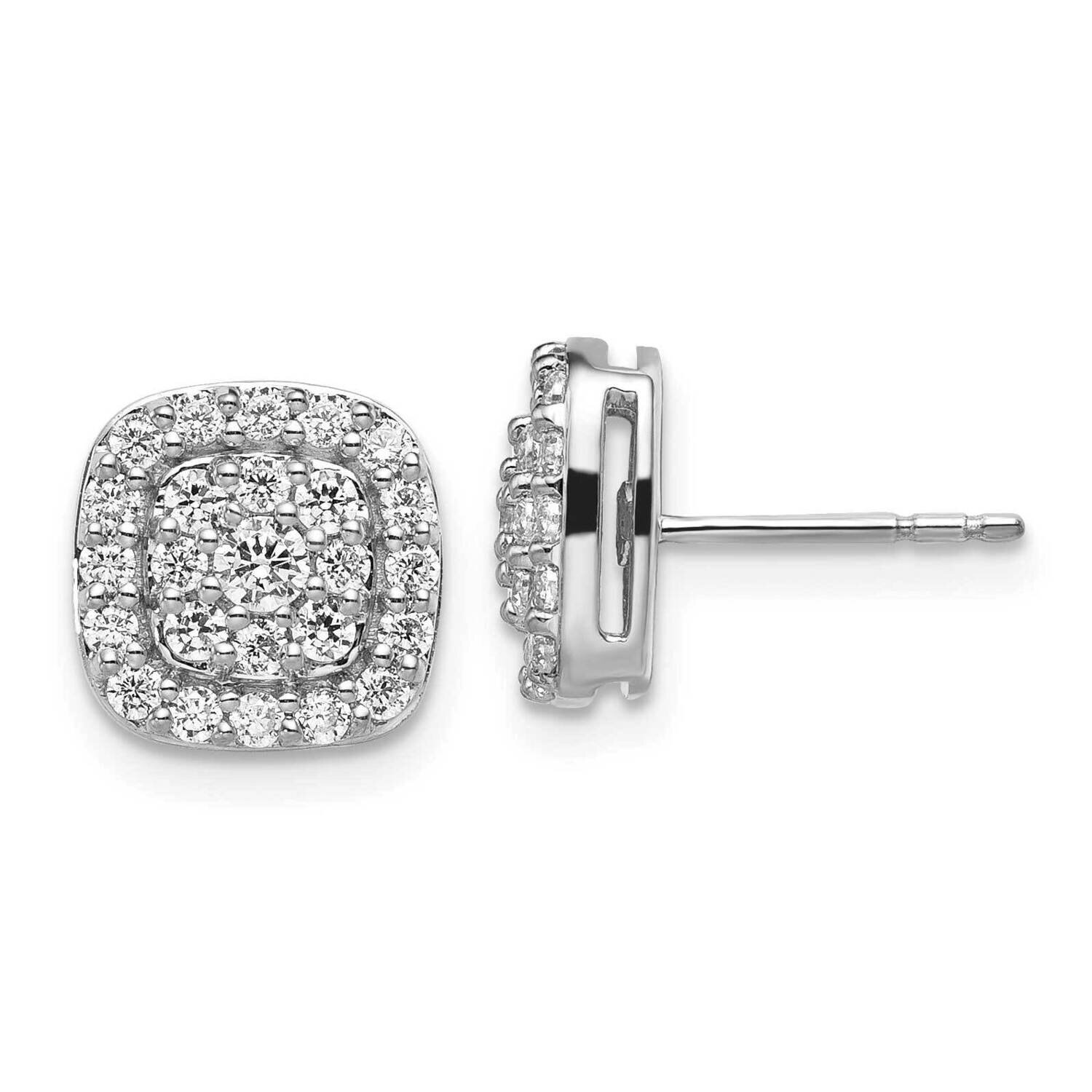 Si1/Si2, G H I, Squared Halo Post Earrings 14k White Gold Lab Grown Diamond EM9127-088-WLG, MPN: EM…
