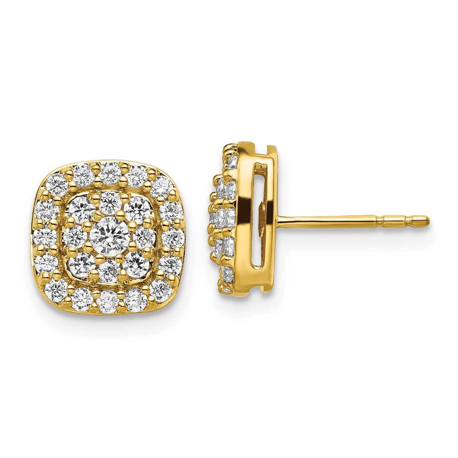 Si1/Si2, G H I, Squared Halo Post Earrings 14k Gold Lab Grown Diamond EM9127-088-YLG, MPN: EM9127-0…