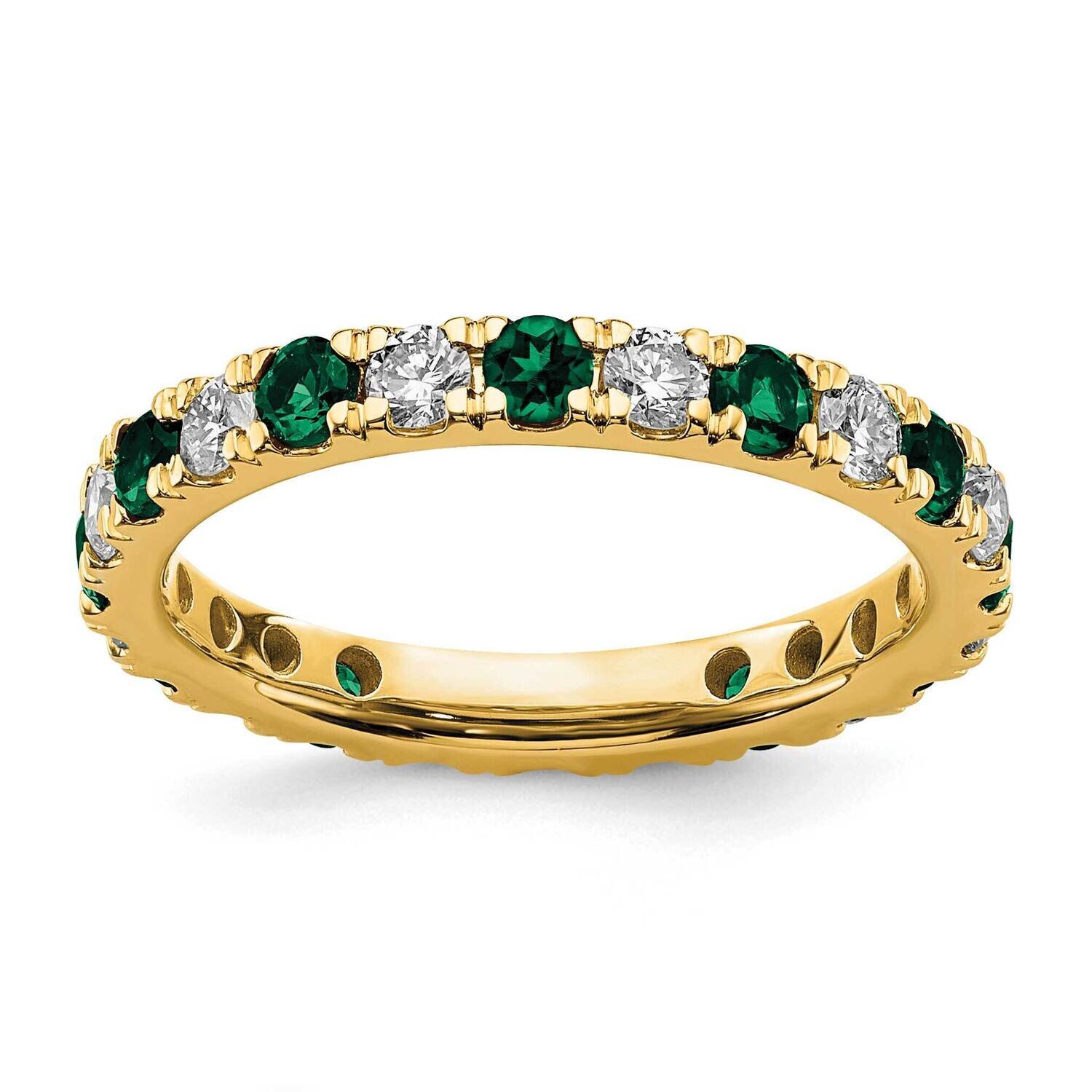 Si1/Si2 G H I & Created Emerald Eternity Band 14k Gold Lab Grown Diamond ET0048-CEM-070-45YLG