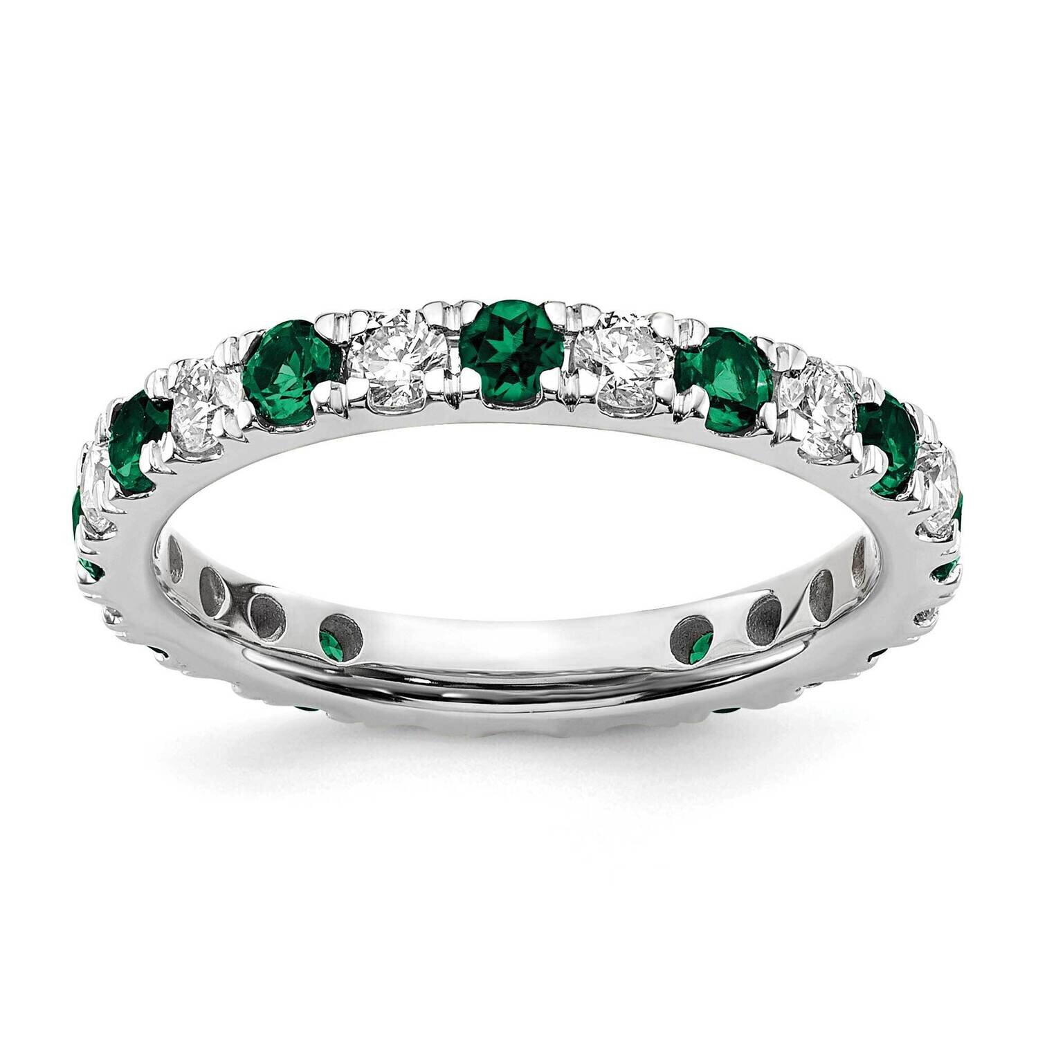 Si1/Si2 G H I &amp; Created Emerald Eternity Band 14k White Gold Lab Grown Diamond ET0048-CEM-070-75WLG…