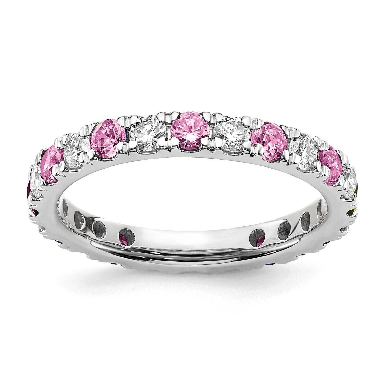 Si1/Si2 G H I & Created Pink Sapphire Eternity Band 14k White Gold Lab Grown Diamond ET0048-CPS-070-45WLG