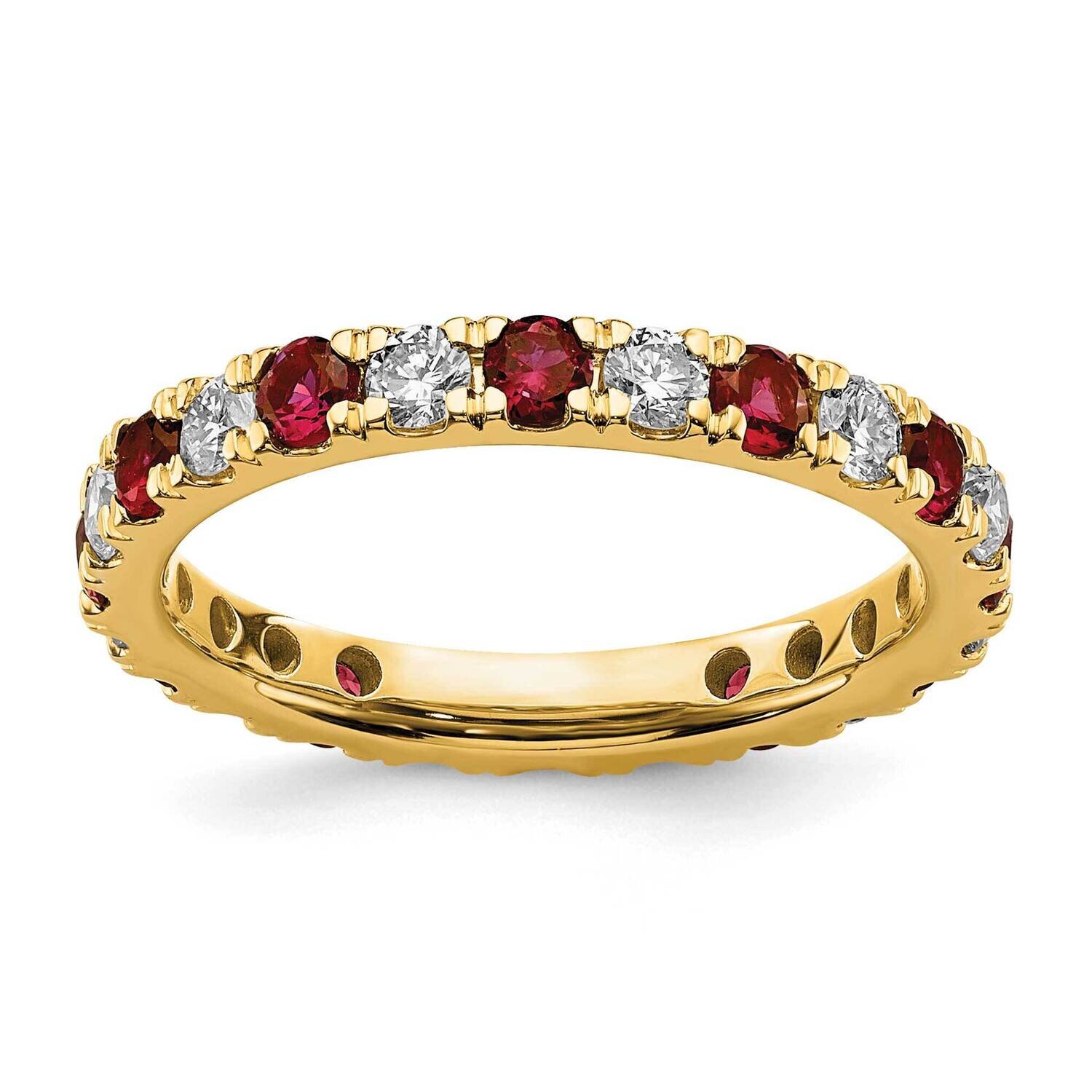 Si1/Si2 G H I &amp; Created Ruby Eternity Band 14k Gold Lab Grown Diamond ET0048-CRU-070-7YLG, MPN: ET0…