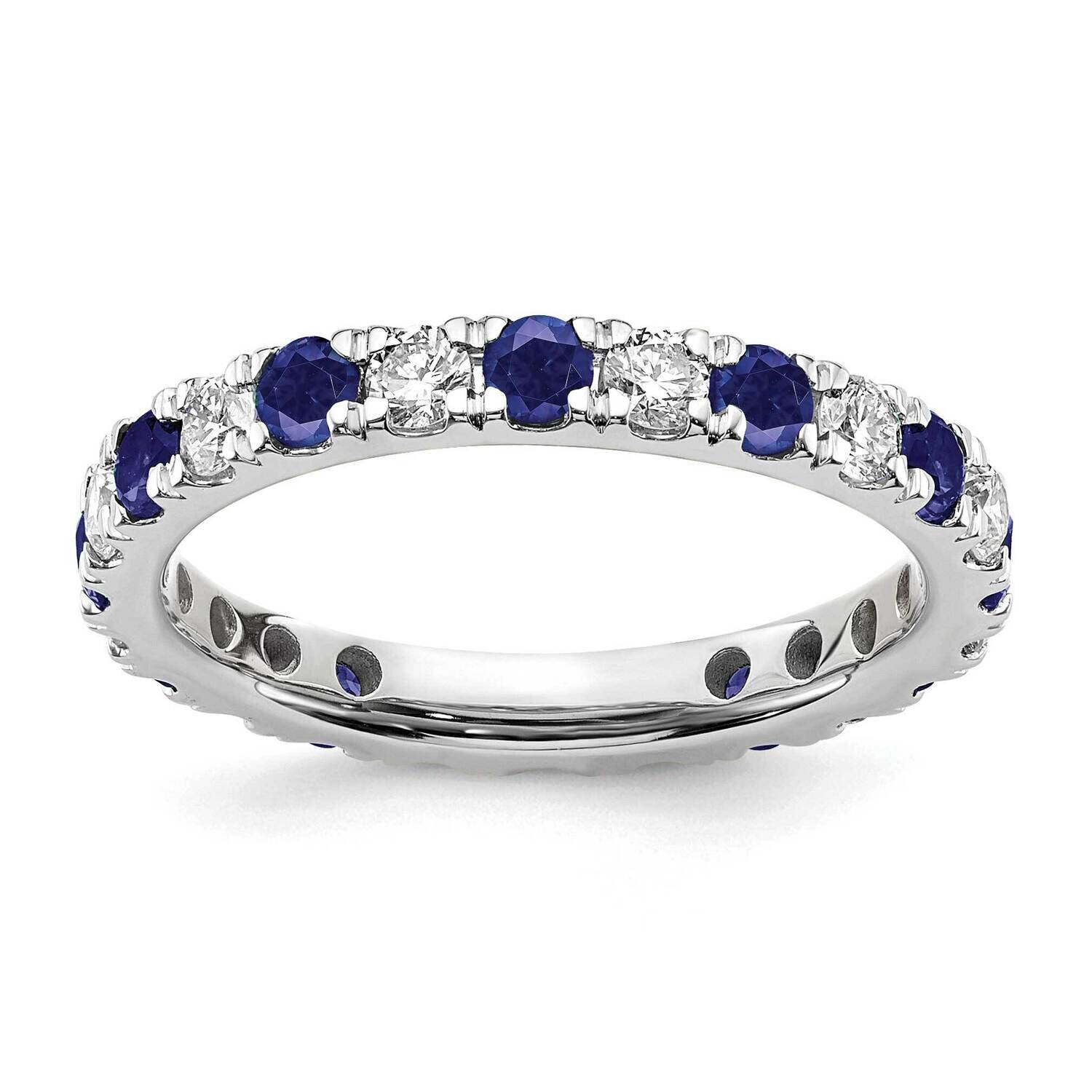Si1/Si2 G H I & Created Blue Sapphire Eternity Band 14k White Gold Lab Grown Diamond ET0048-CSA-070-4WLG