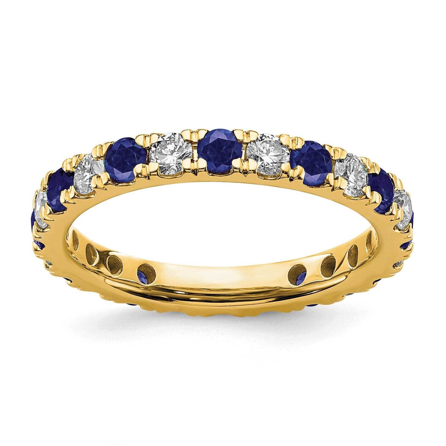 Si1/Si2 G H I &amp; Created Blue Sapphire Eternity Band 14k Gold Lab Grown Diamond ET0048-CSA-070-8YLG,…