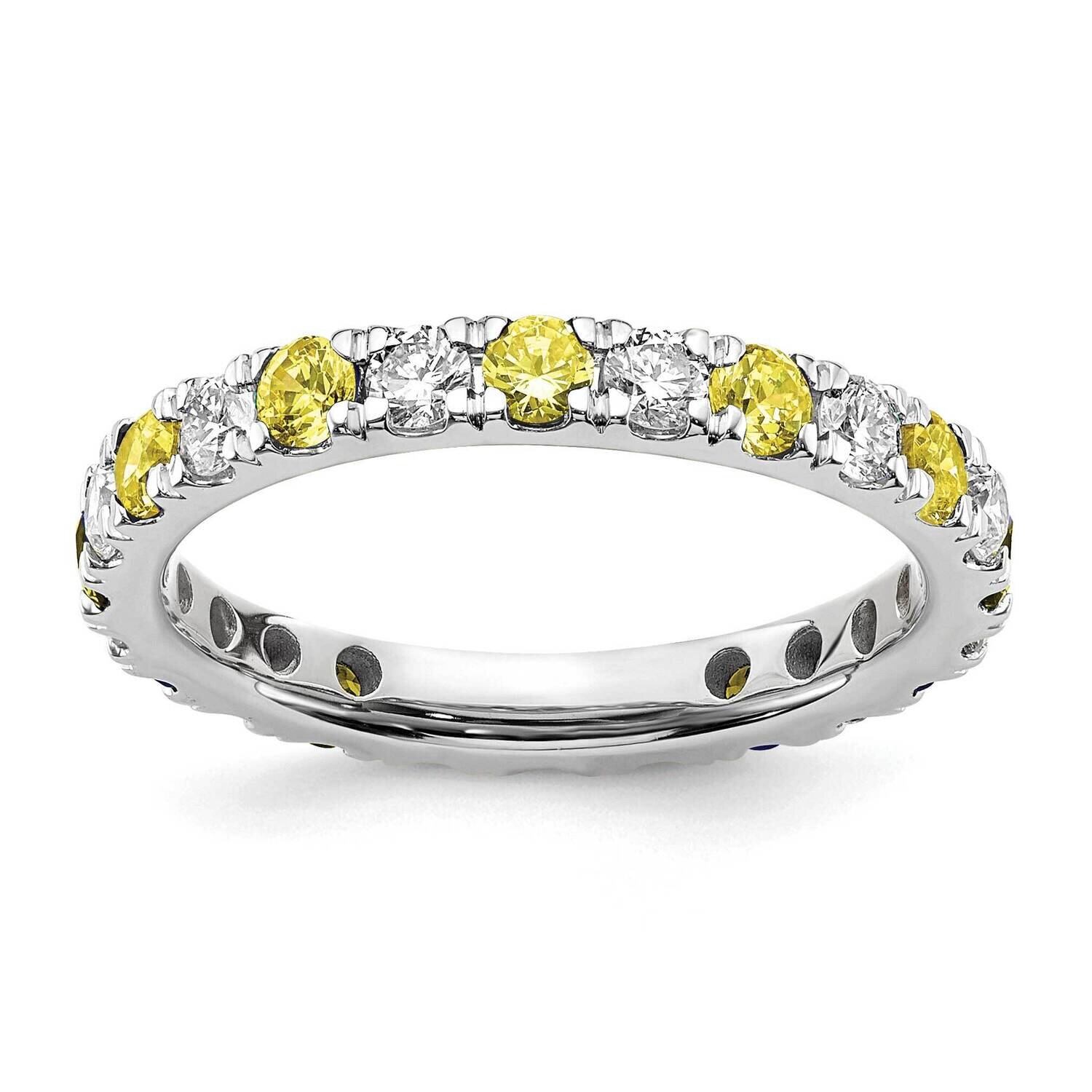 Si1/Si2 G H I & Created Yellow Sapphire Eternity Band 14k White Gold Lab Grown Diamond ET0048-CYS-070-85WLG