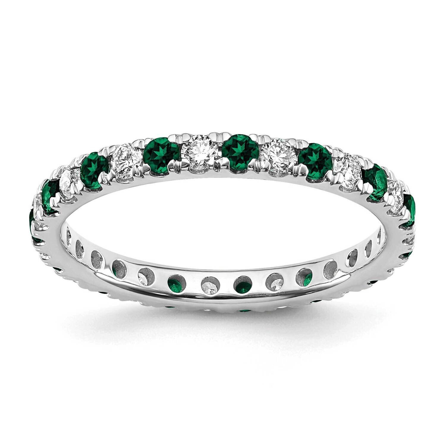 Si1/Si2 G H I &amp; Created Emerald Eternity Band 14k White Gold Lab Grown Diamond ET0049-CEM-050-45WLG…