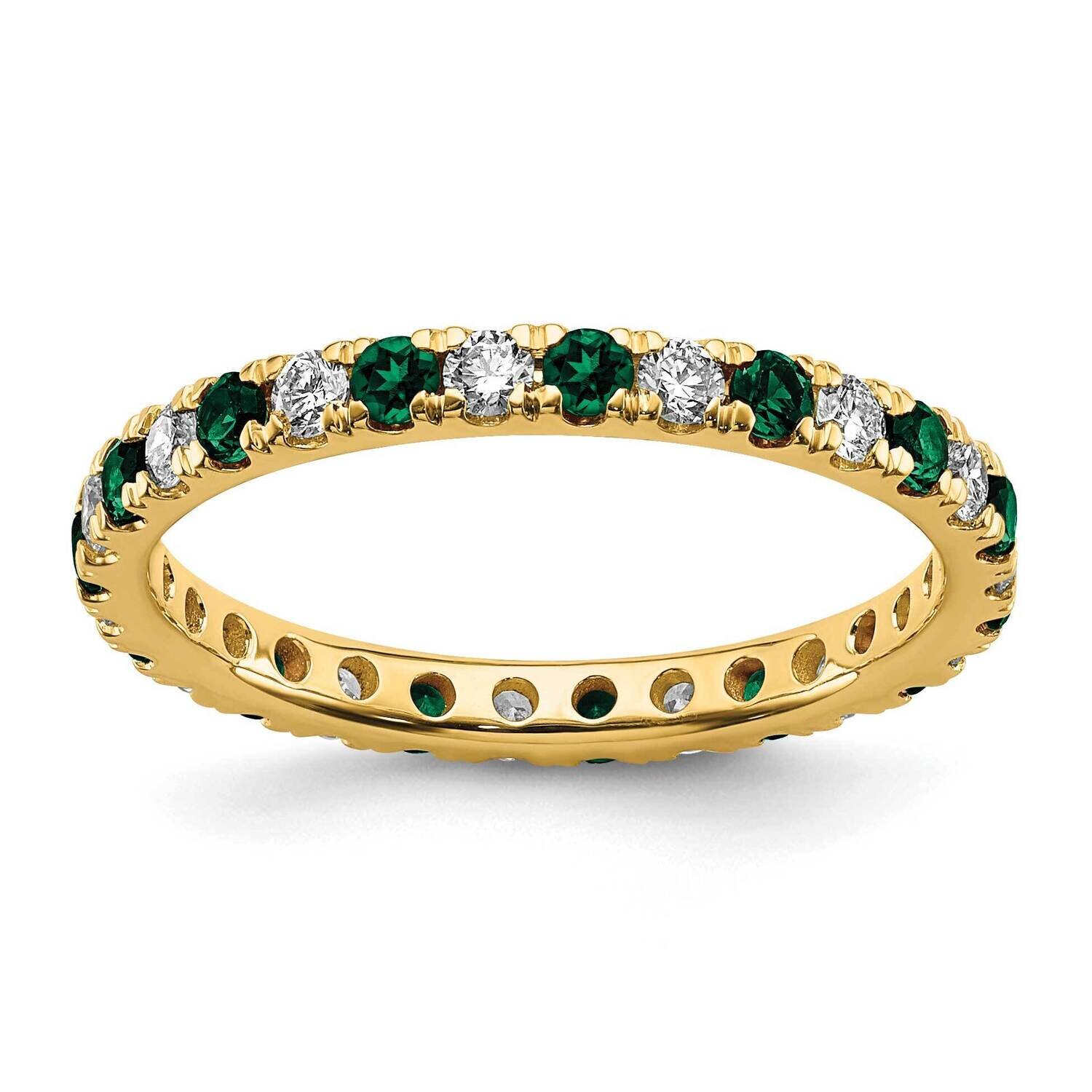 Si1/Si2 G H I & Created Emerald Eternity Band 14k Gold Lab Grown Diamond ET0049-CEM-050-65YLG