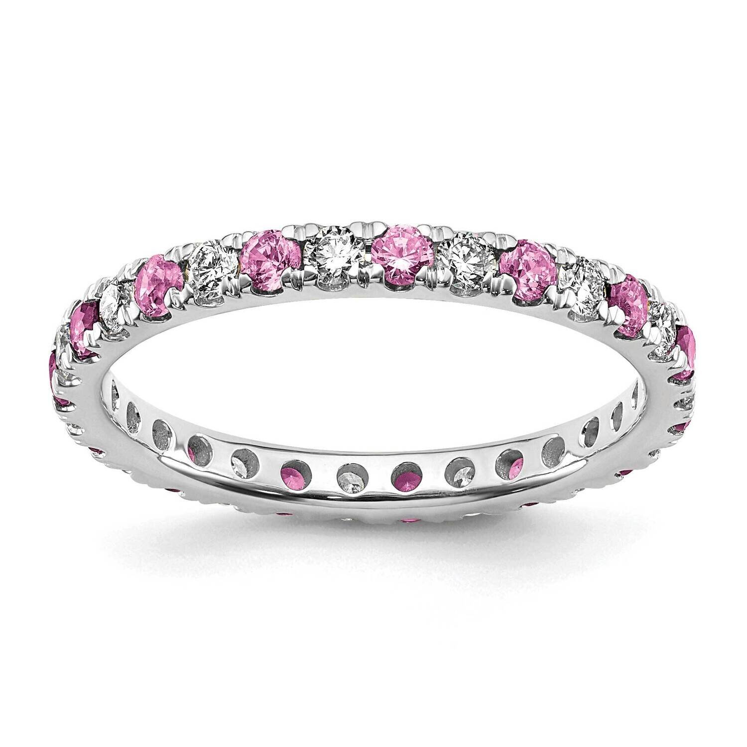 Si1/Si2 G H I &amp; Created Pink Sapphire Eternity Band 14k White Gold Lab Grown Diamond ET0049-CPS-050…