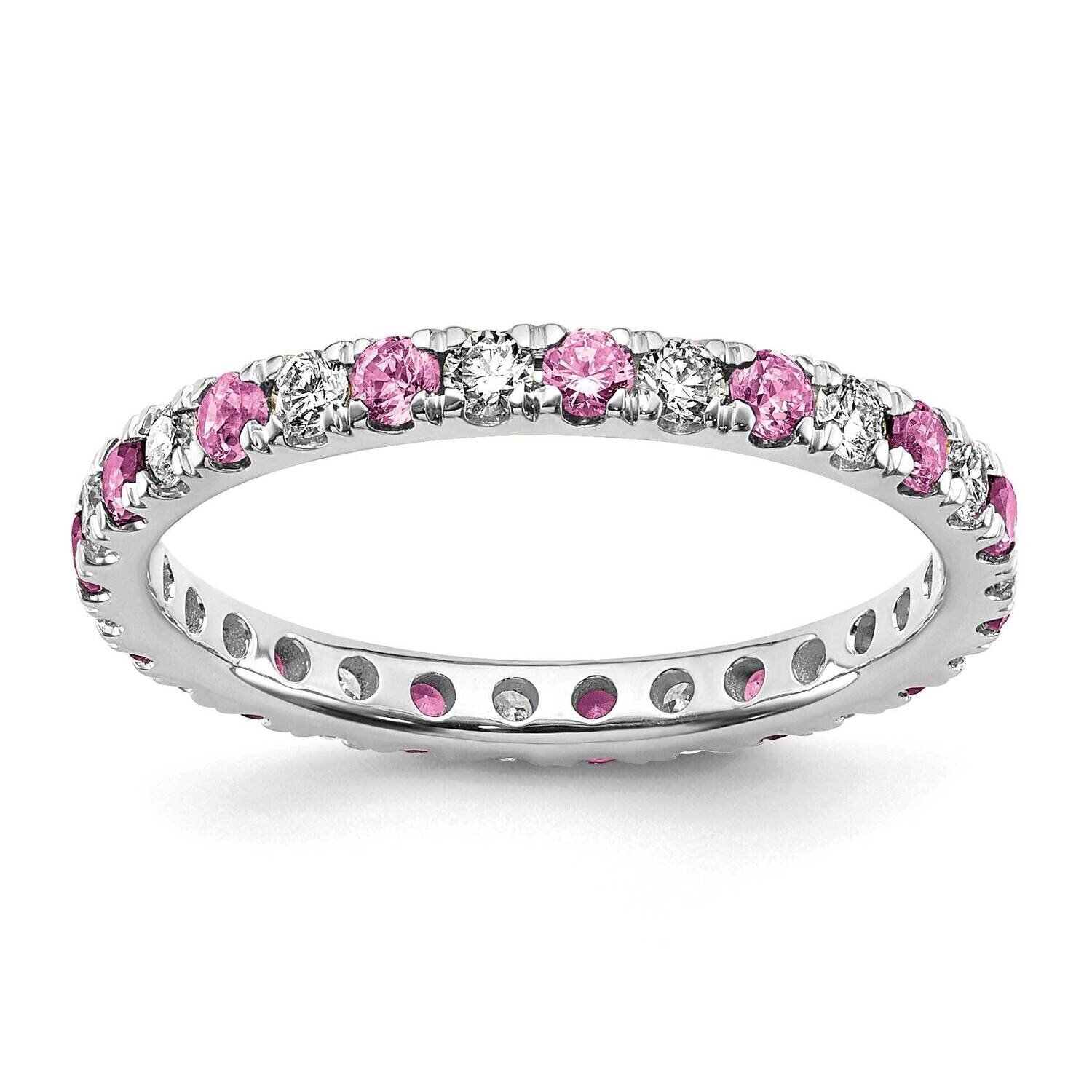 Si1/Si2 G H I & Created Pink Sapphire Eternity Band 14k White Gold Lab Grown Diamond ET0049-CPS-050-9WLG