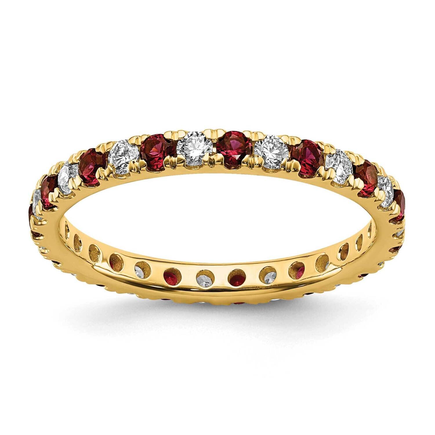 Si1/Si2 G H I &amp; Created Ruby Eternity Band 14k Gold Lab Grown Diamond ET0049-CRU-050-55YLG