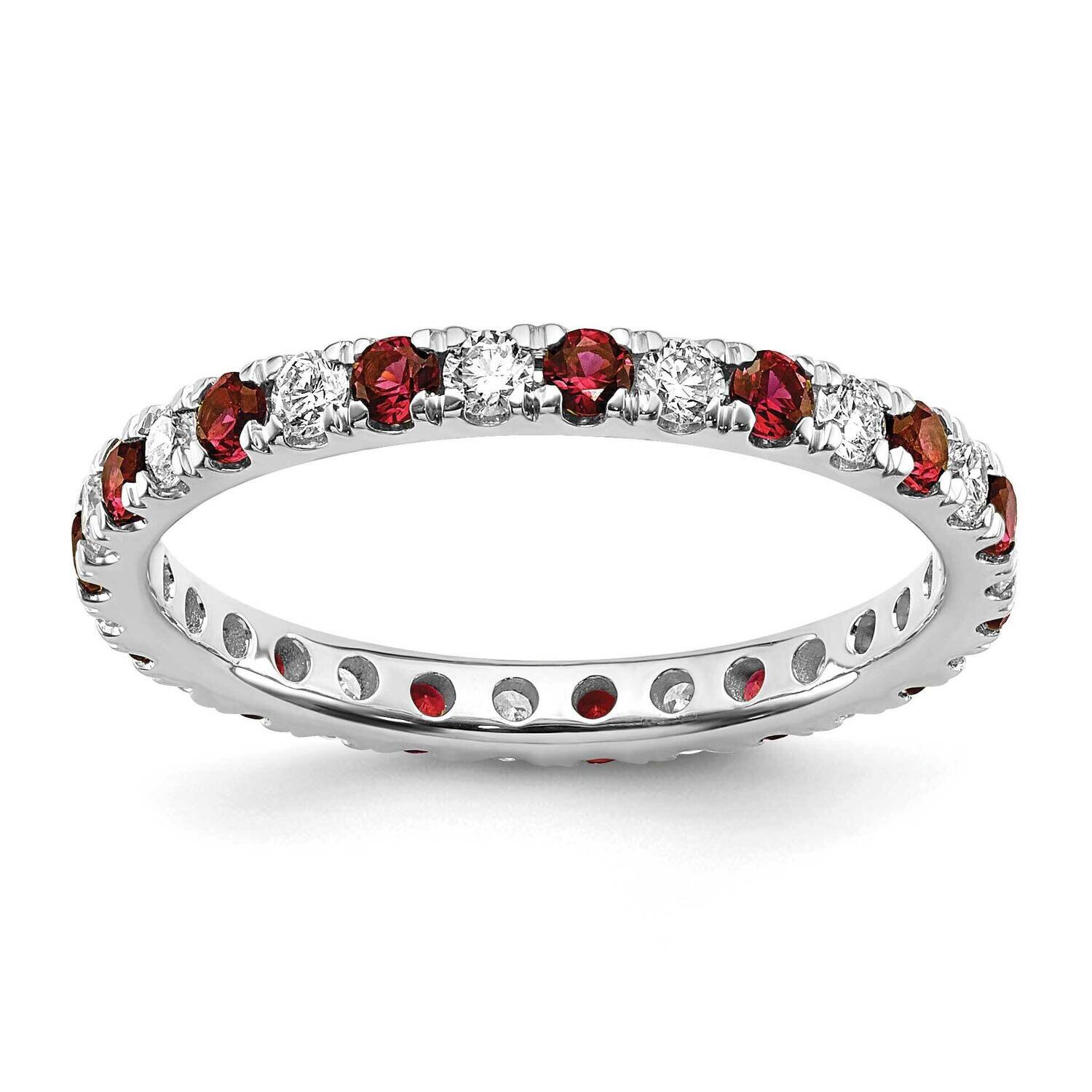 Si1/Si2 G H I &amp; Created Ruby Eternity Band 14k White Gold Lab Grown Diamond ET0049-CRU-050-6WLG, MP…