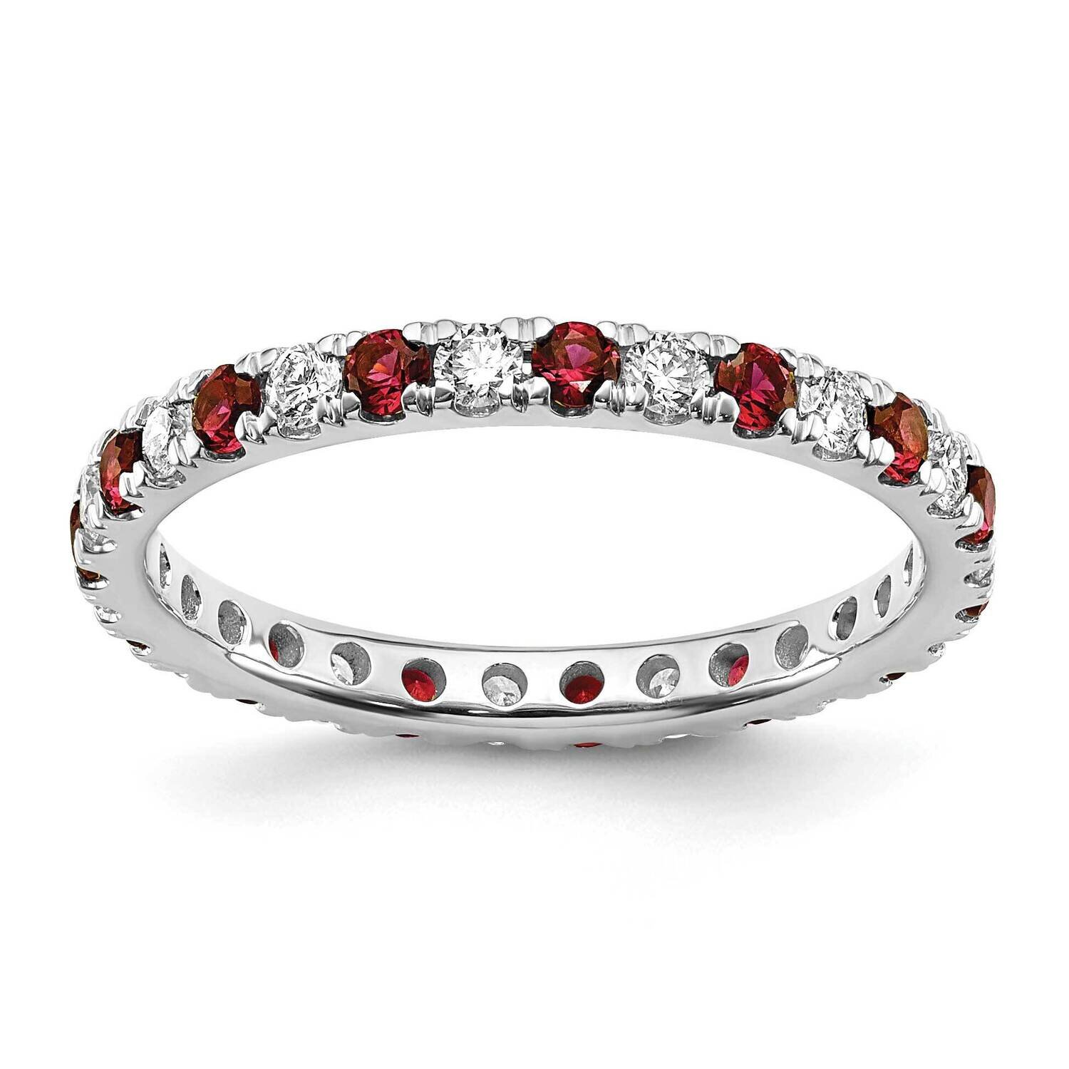 Si1/Si2 G H I &amp; Created Ruby Eternity Band 14k White Gold Lab Grown Diamond ET0049-CRU-050-7WLG, MP…