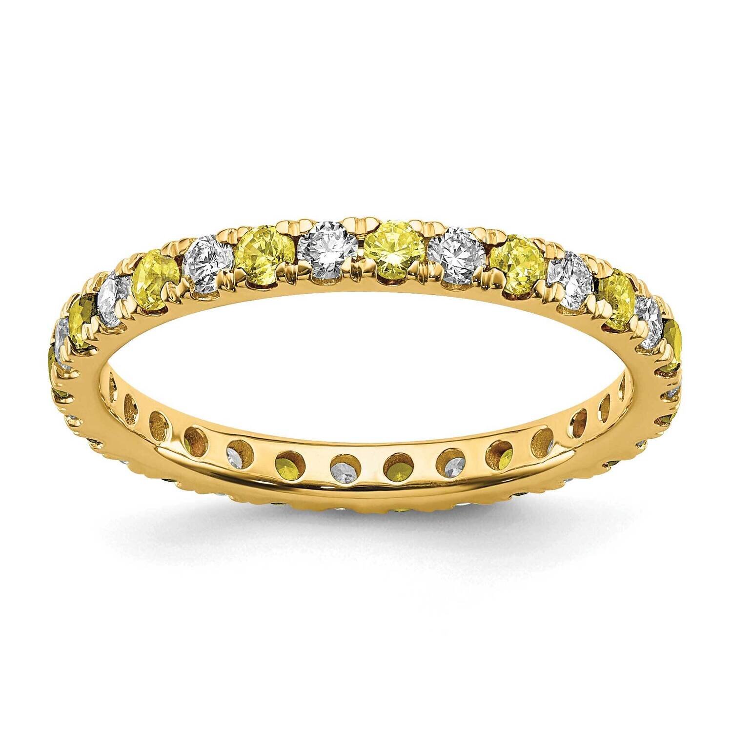 Si1/Si2 G H I & Created Yellow Sapphire Eternity Band 14k Gold Lab Grown Diamond ET0049-CYS-050-4YLG