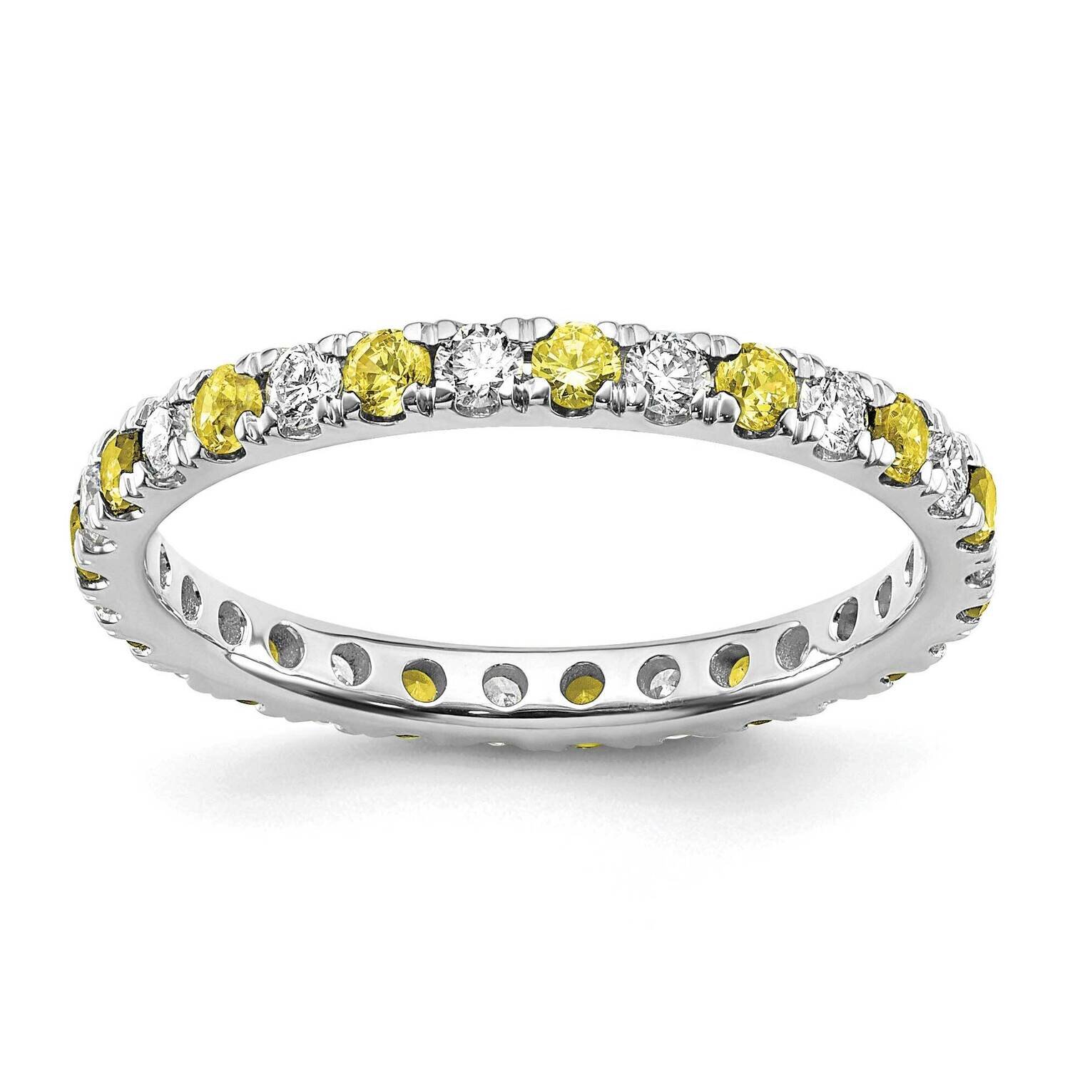 Si1/Si2 G H I &amp; Created Yellow Sapphire Eternity Band 14k White Gold Lab Grown Diamond ET0049-CYS-0…