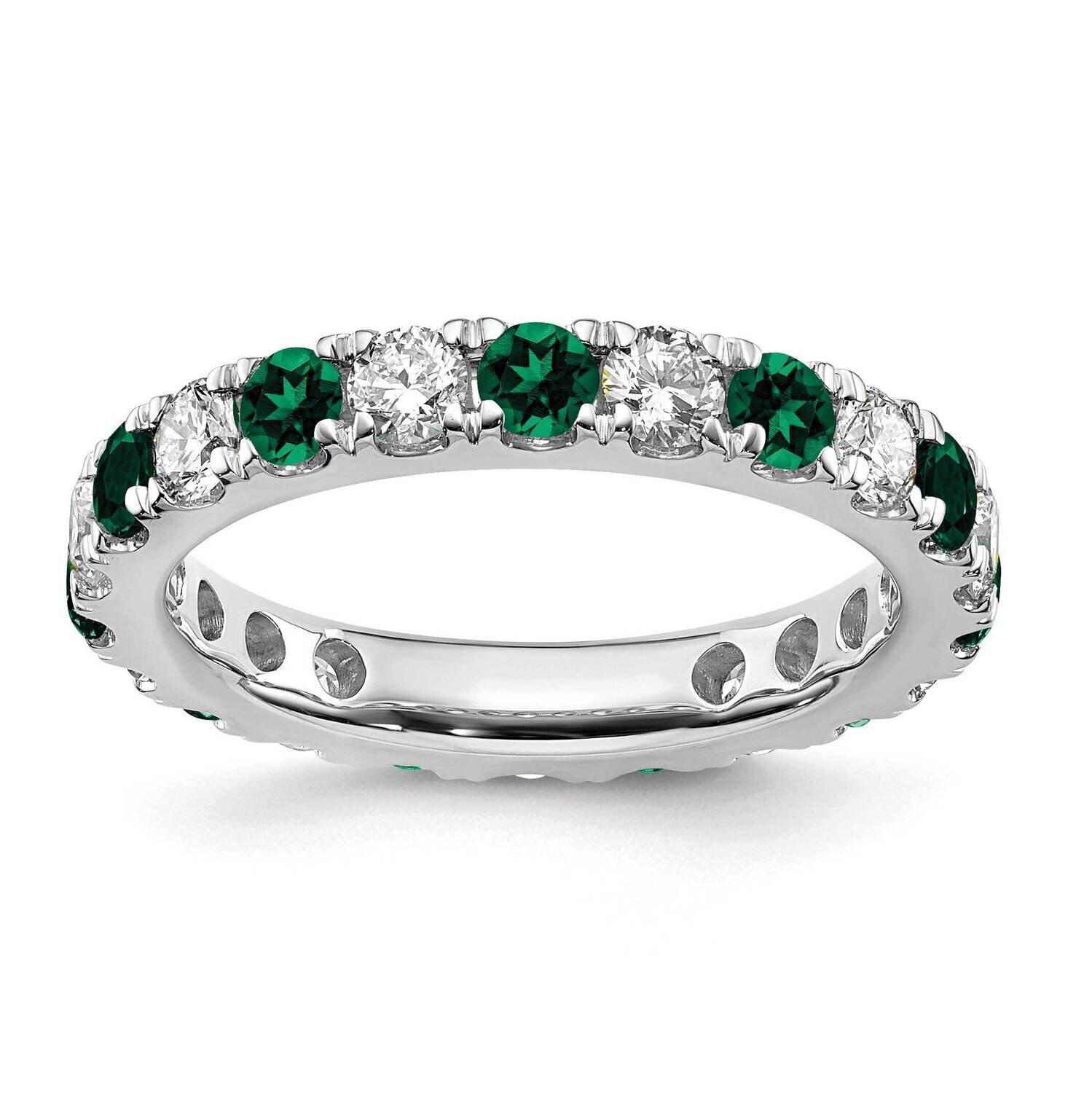 Si1/Si2 G H I &amp; Created Emerald Eternity Band 14k White Gold Lab Grown Diamond ET0050-CEM-100-8WLG,…