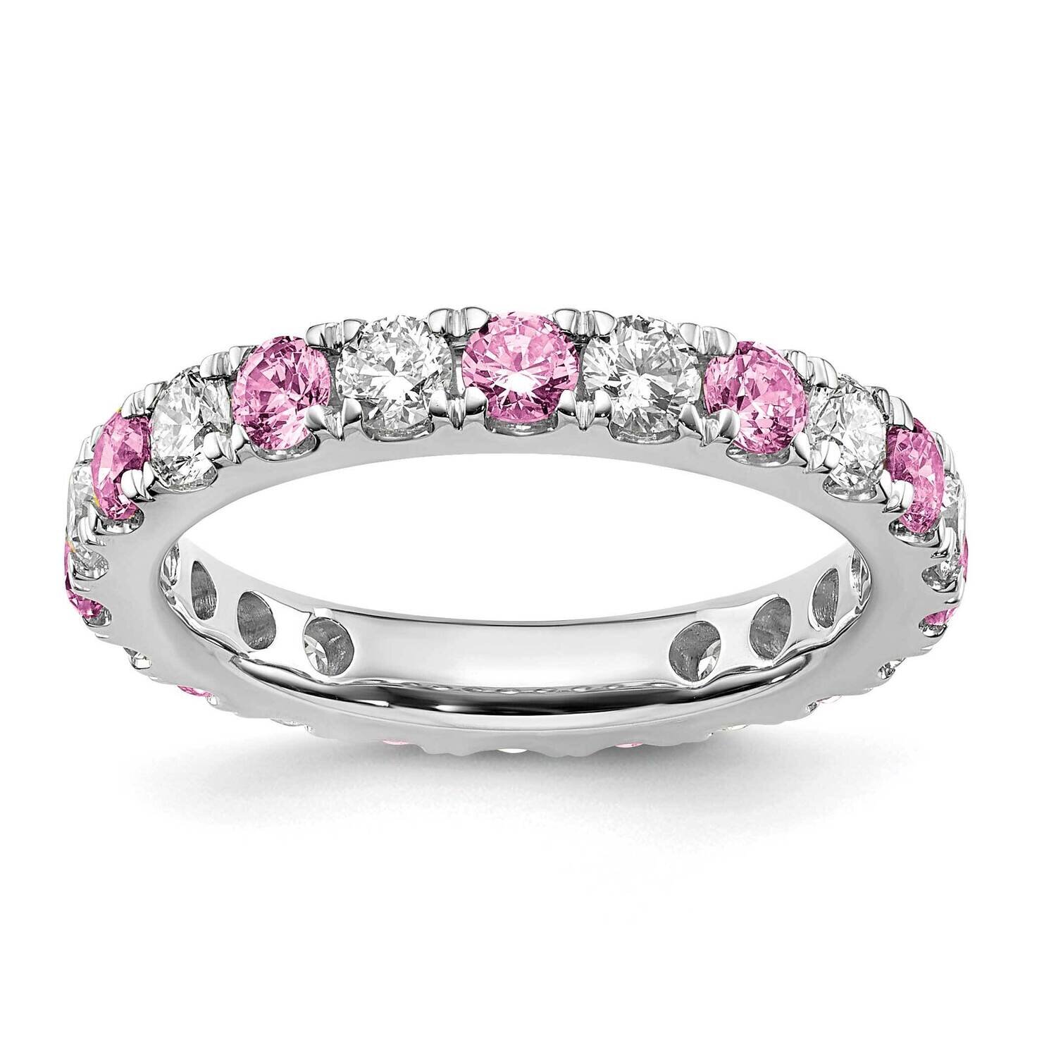 Si1/Si2 G H I &amp; Created Pink Sapphire Eternity Band 14k White Gold Lab Grown Diamond ET0050-CPS-100…