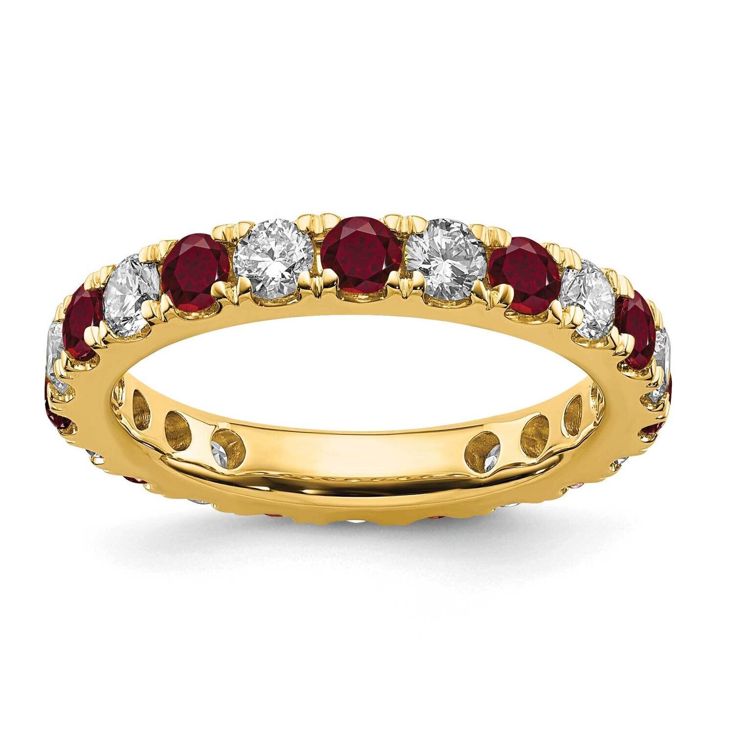 Si1/Si2 G H I &amp; Created Ruby Eternity Band 14k Gold Lab Grown Diamond ET0050-CRU-100-4YLG, MPN: ET0…