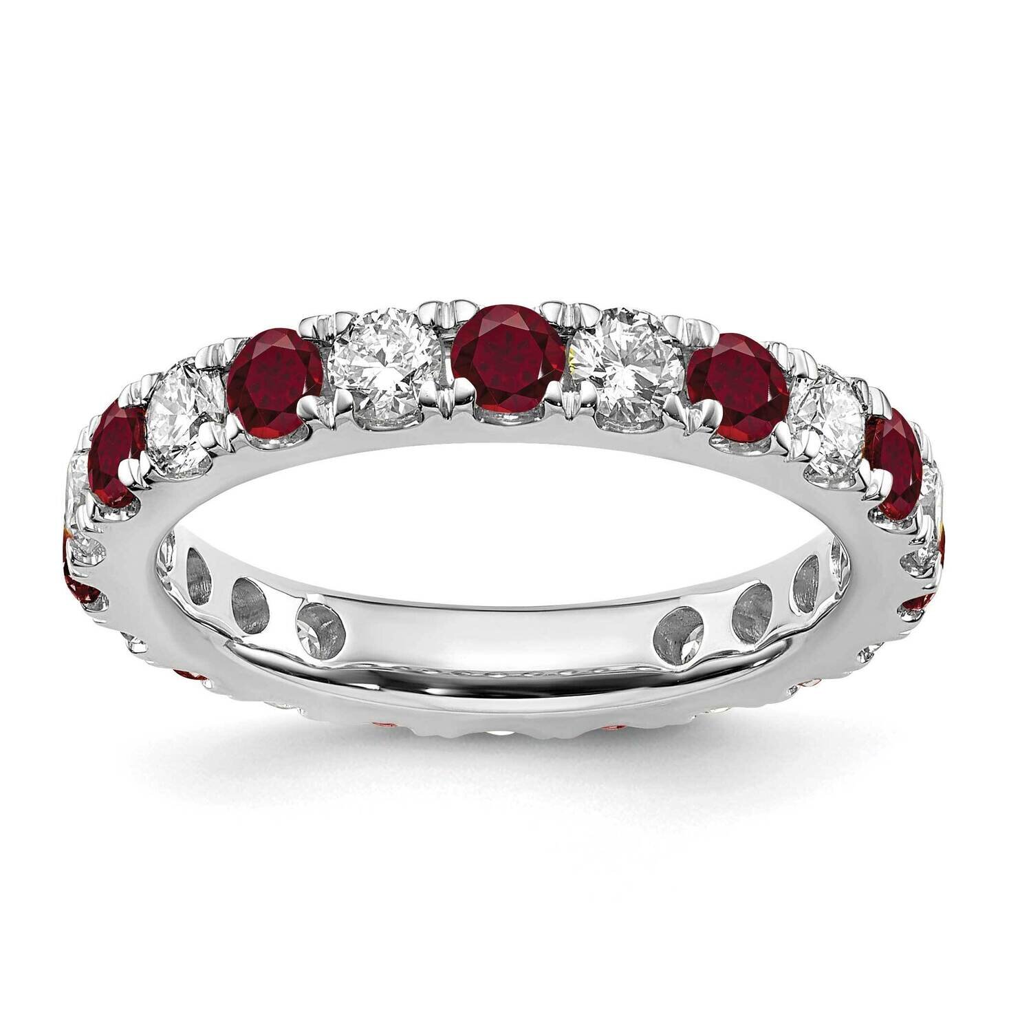 Si1/Si2 G H I &amp; Created Ruby Eternity Band 14k White Gold Lab Grown Diamond ET0050-CRU-100-65WLG, M…