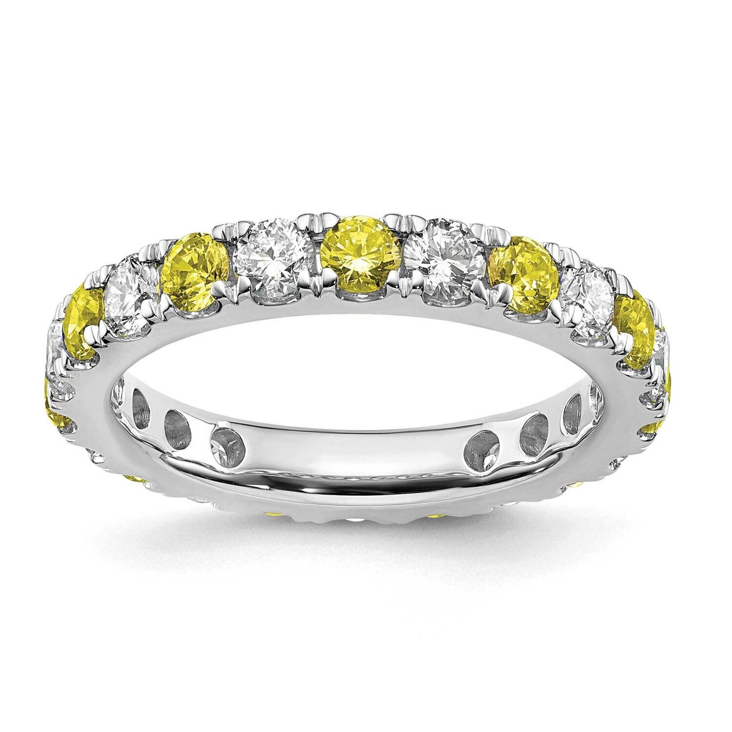 Si1/Si2 G H I &amp; Created Yellow Sapphire Eternity Band 14k White Gold Lab Grown Diamond ET0050-CYS-1…