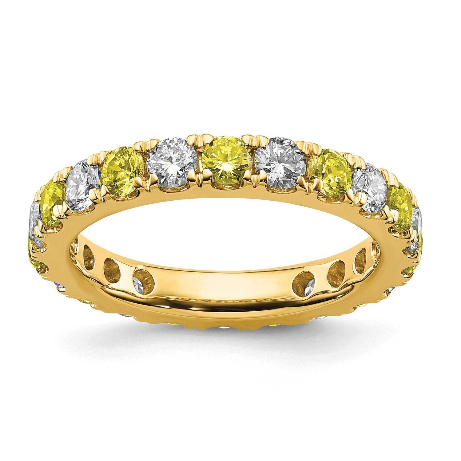Si1/Si2 G H I &amp; Created Yellow Sapphire Eternity Band 14k Gold Lab Grown Diamond ET0050-CYS-100-85YLG