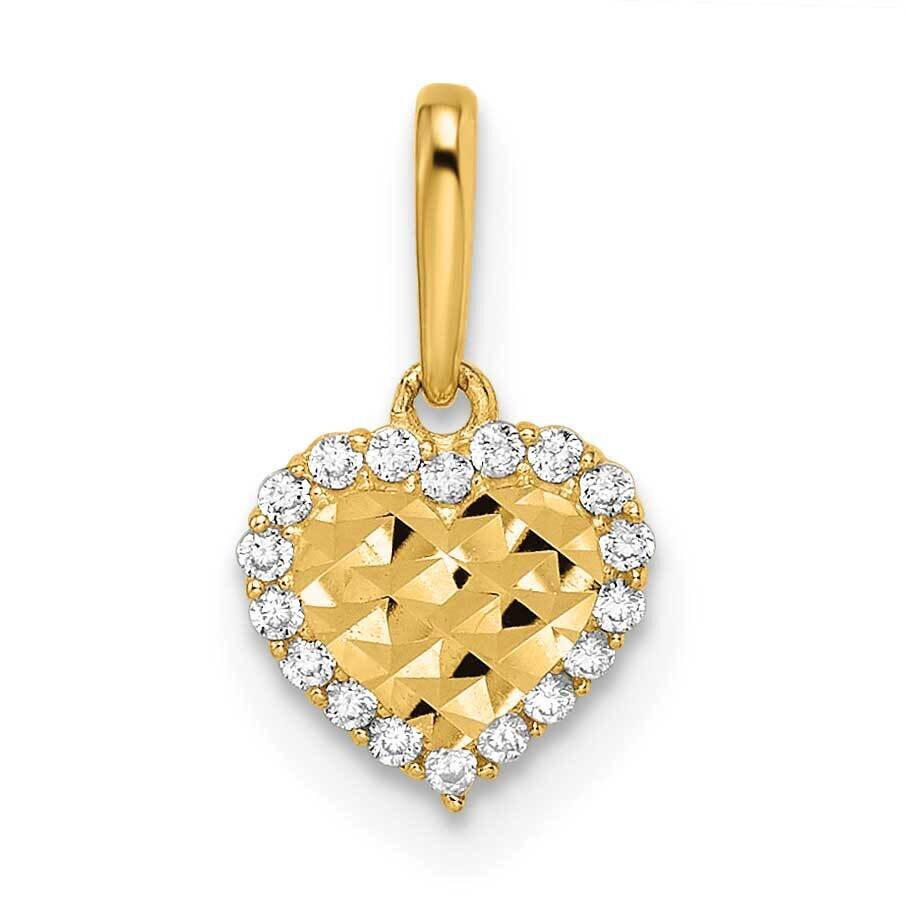 Diamond Cut Heart Pendant 14k Gold CZ Diamond GK1086 by Madi K, MPN: GK1086,