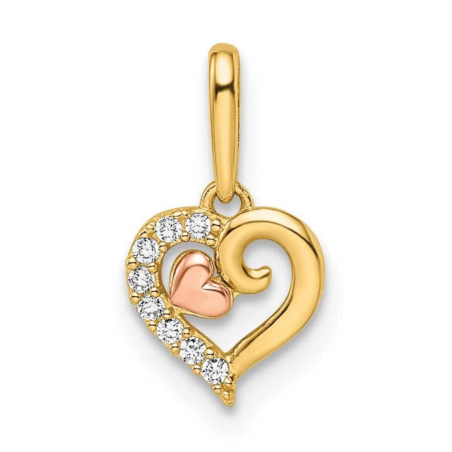 CZ Diamond Hearts Pendant 14k Two-tone Gold GK1087 by Madi K, MPN: GK1087,