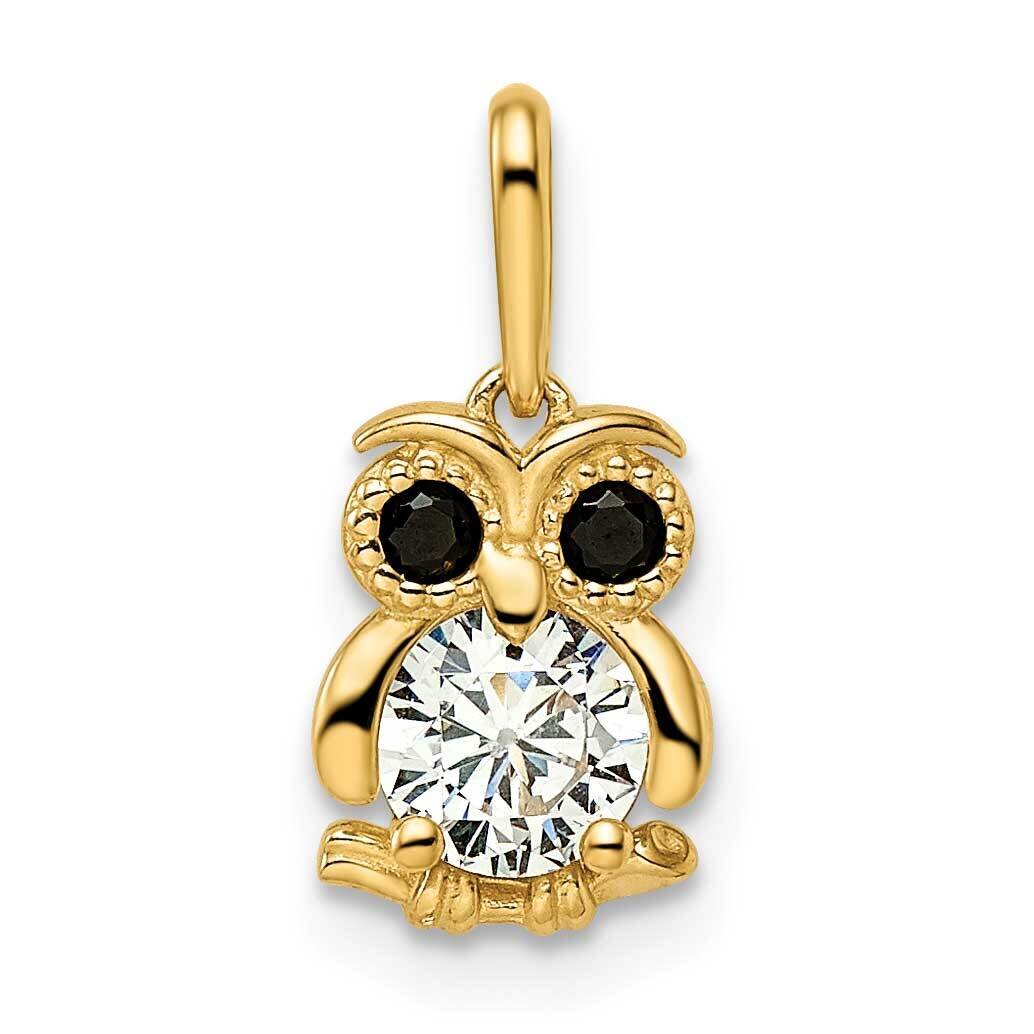 Black &amp; White CZ Diamond Owl Pendant 14k Gold GK1092 by Madi K, MPN: GK1092,