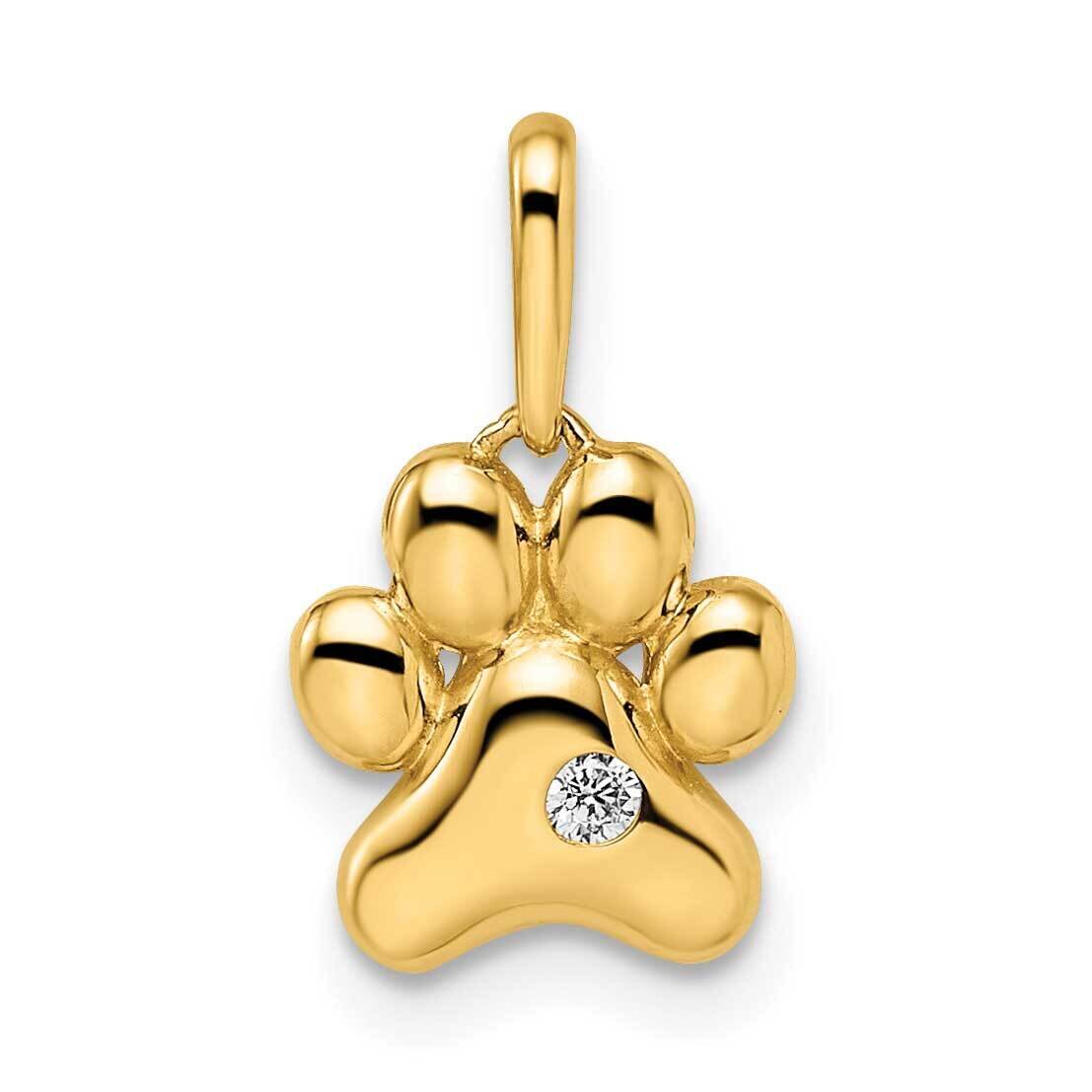 Paw Print Pendant 14k Gold CZ Diamond GK1094 by Madi K, MPN: GK1094, 883957345611