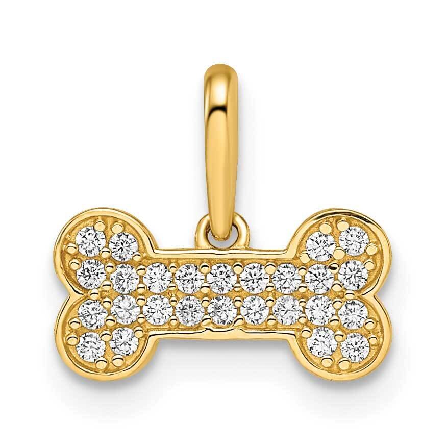 Dog Bone Pendant 14k Gold CZ Diamond GK1095 by Madi K, MPN: GK1095,