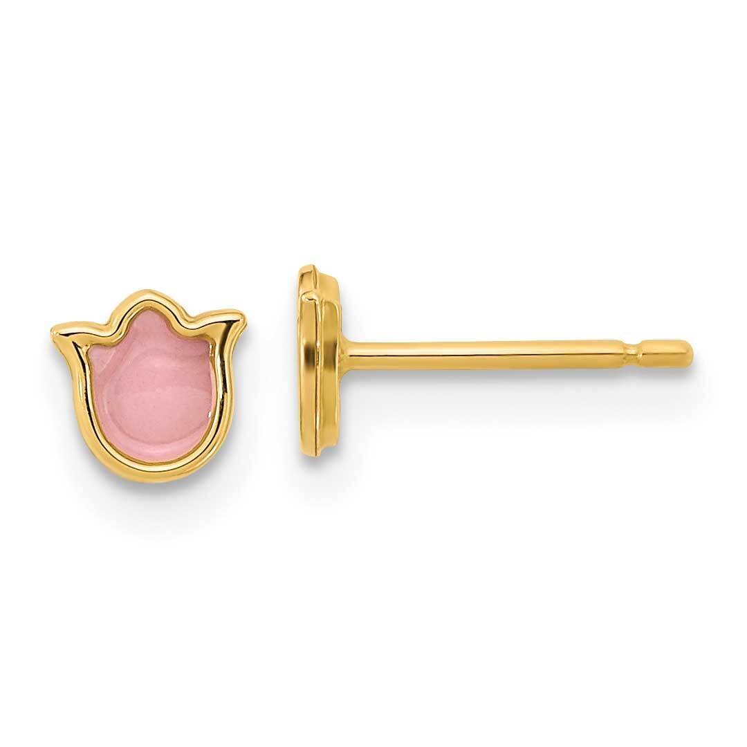 Pink Enamel Flower Post Earrings 14k Gold GK1134 by Madi K, MPN: GK1134, 883957975115