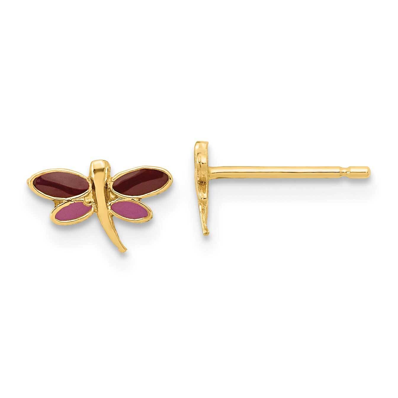 Plum/Purple Enamel DragoNFLy Post Earrings 14k Gold Polished GK1140 by Madi K, MPN: GK1140, 8839579…