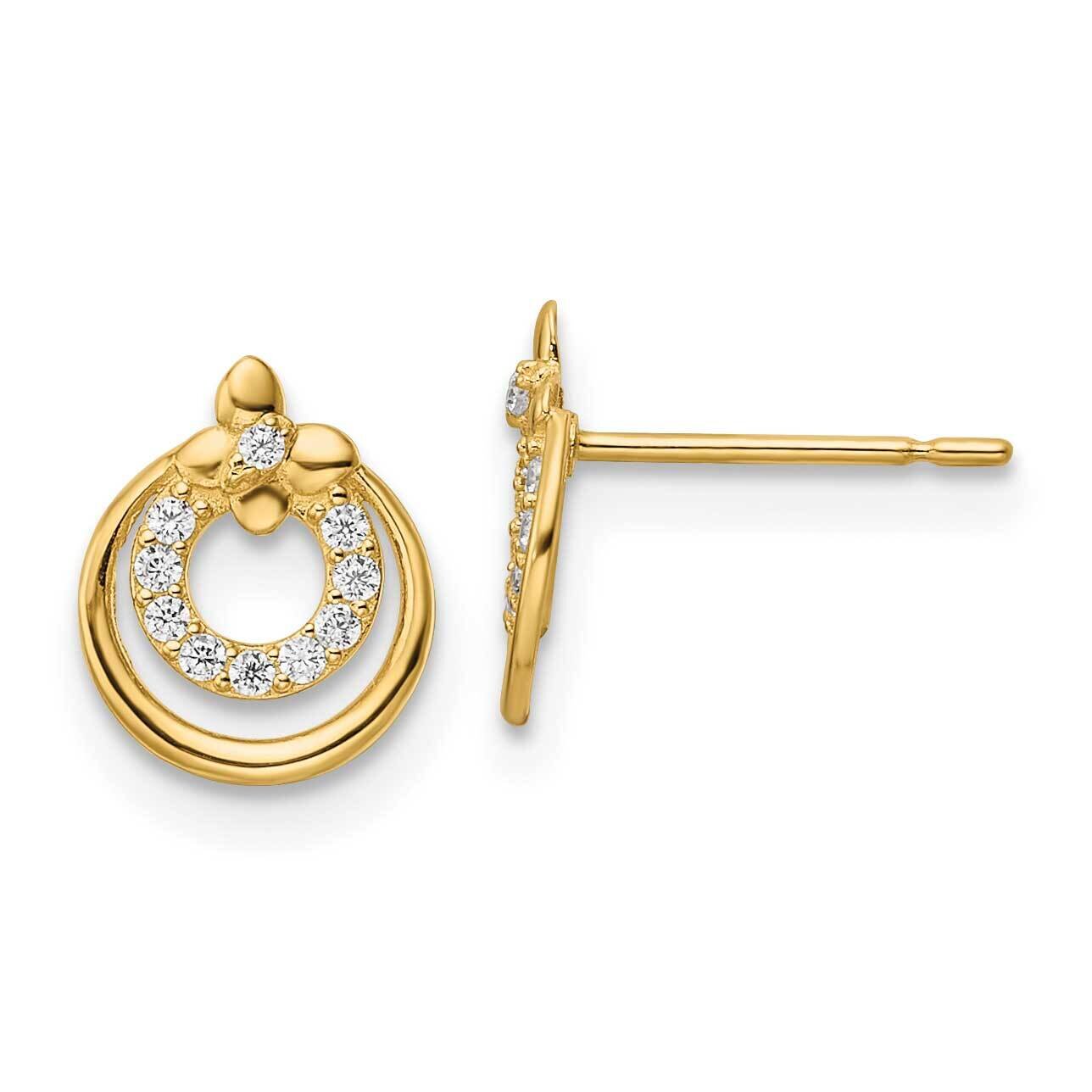 Circle Post Earrings 14k Gold CZ Diamond GK1143 by Madi K, MPN: GK1143, 883957975627