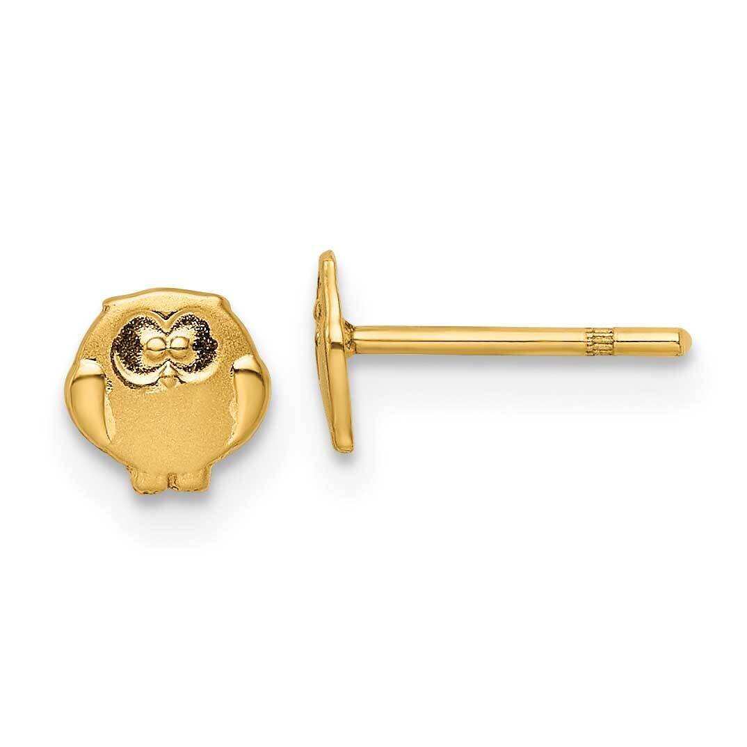 Satin Owl Post Earrings 14k Gold Polished GK1155 by Madi K, MPN: GK1155, 716838359677