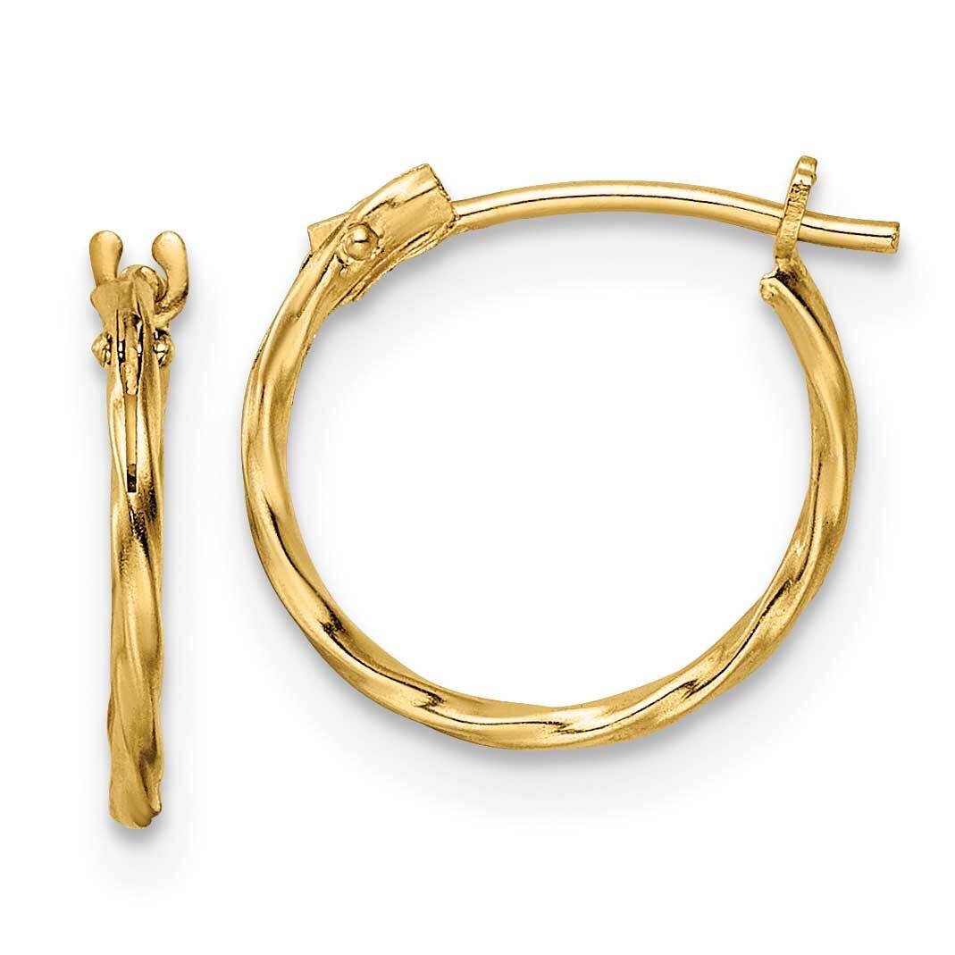 Twisted Hinged Hoop Earrings 14k Gold Polished GK1162