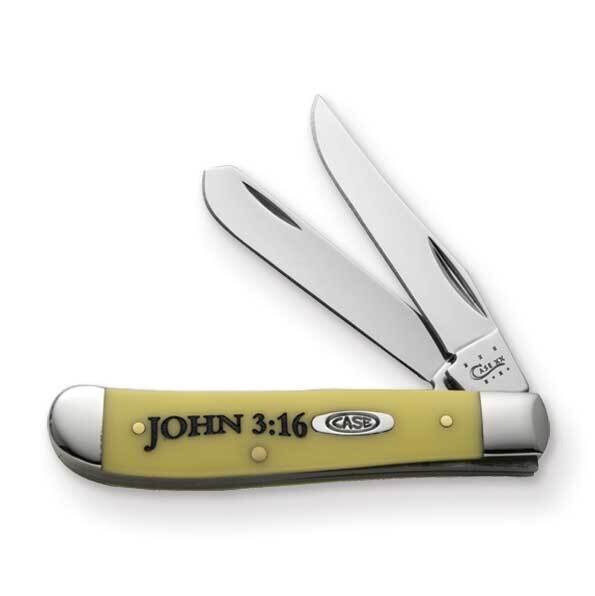 Case Mini Trapper Yellow Synthetic Handle John 3:16 Knife GM13787