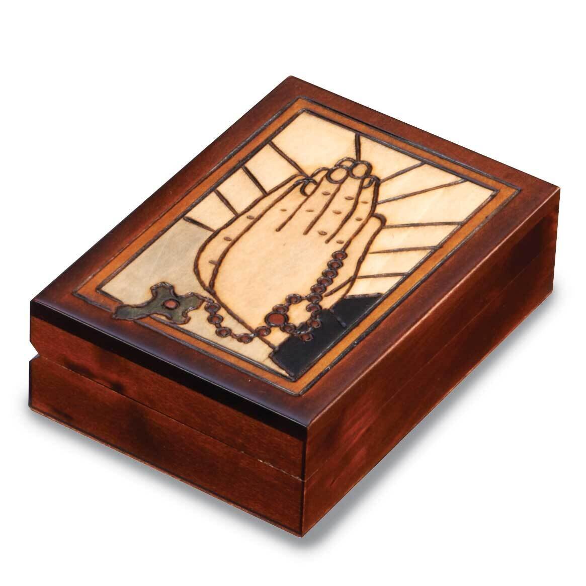 Praying Hands Carved Painted Wooden Keepsake Box GM16154