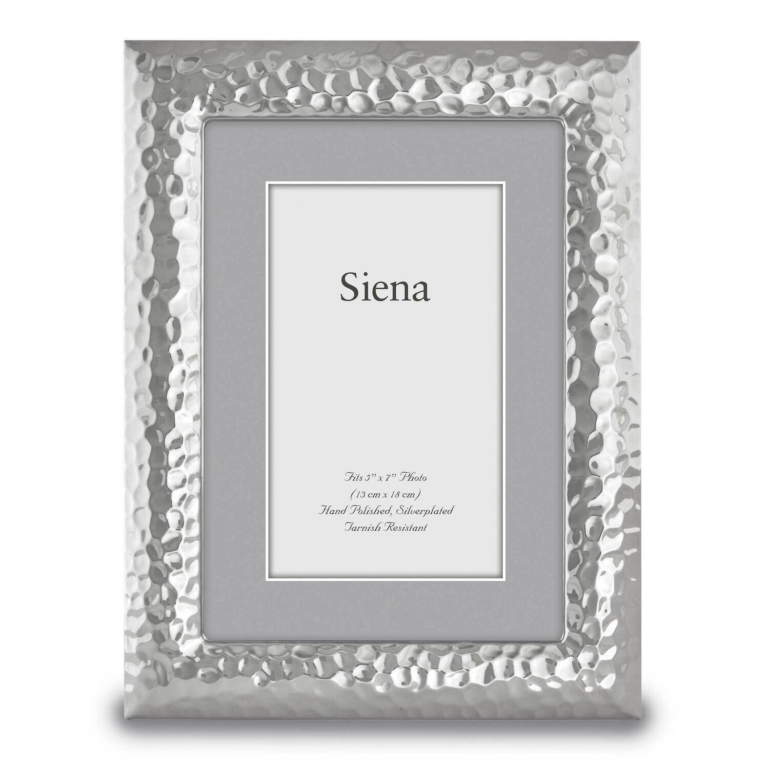 Hammered 5X7 Photo Picture Frame Silver-plated GM17215