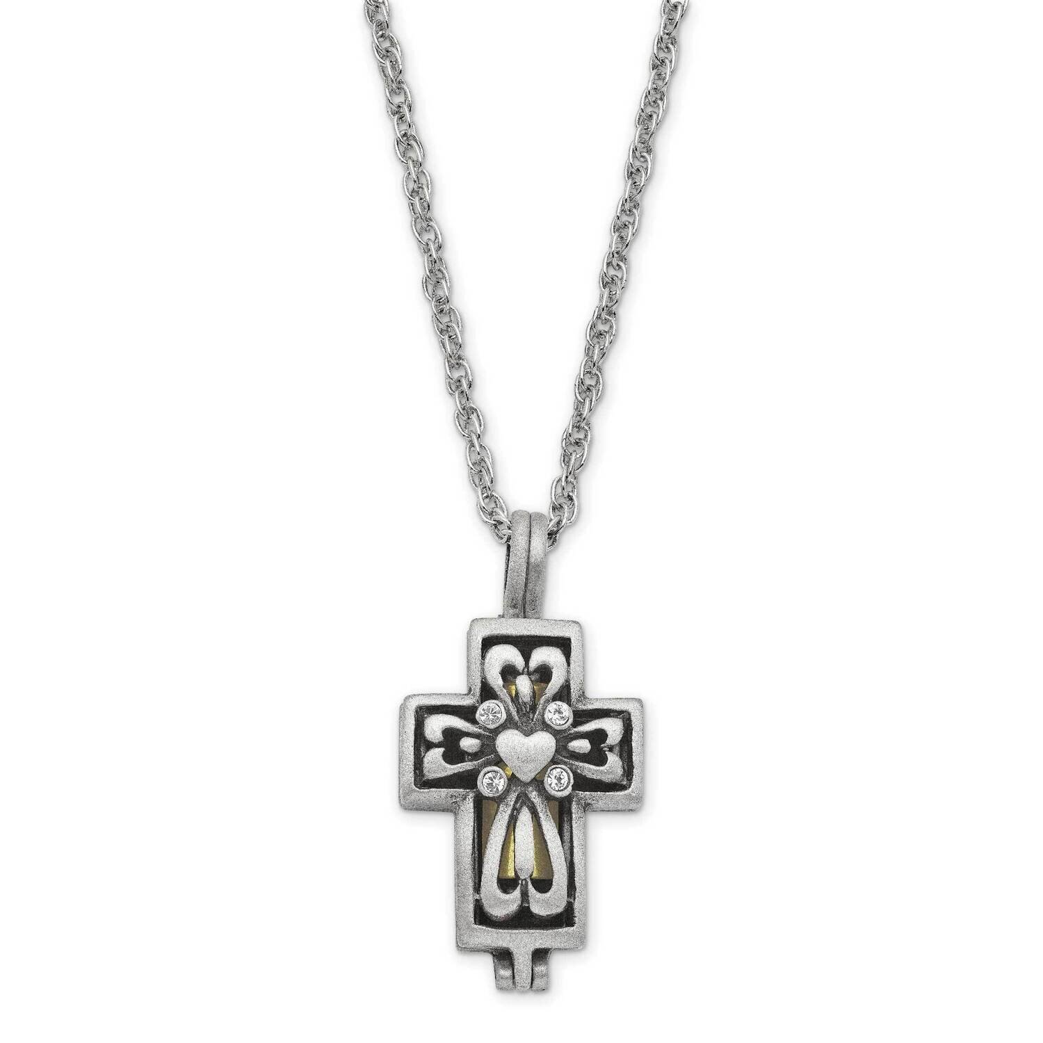 In Loving Memory Locket Crystal Memorial Ash Holder Cross Necklace Pewter GM18281