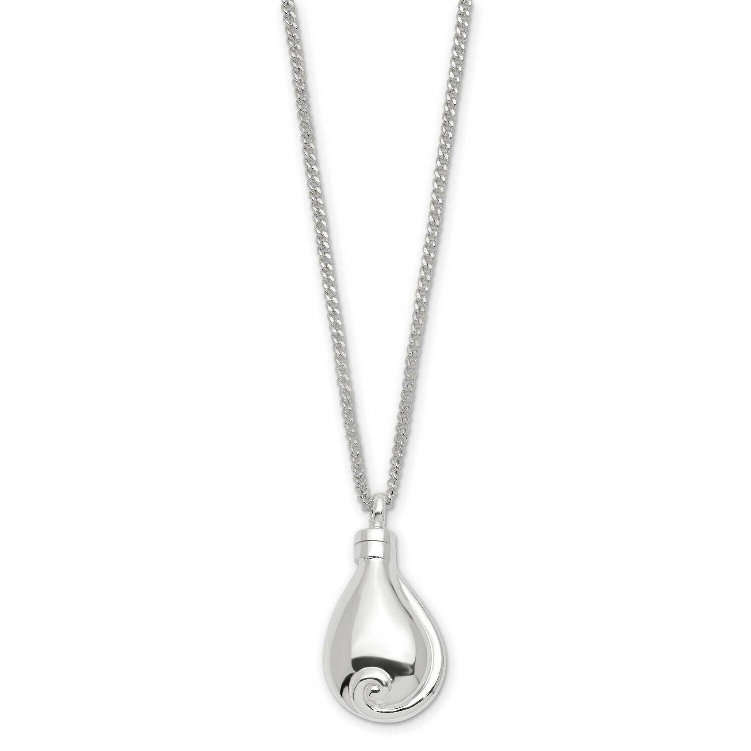 No Tears In Heaven Memorial Urn Ash Holder 23.5 Inch Necklace Silver-plated GM18996