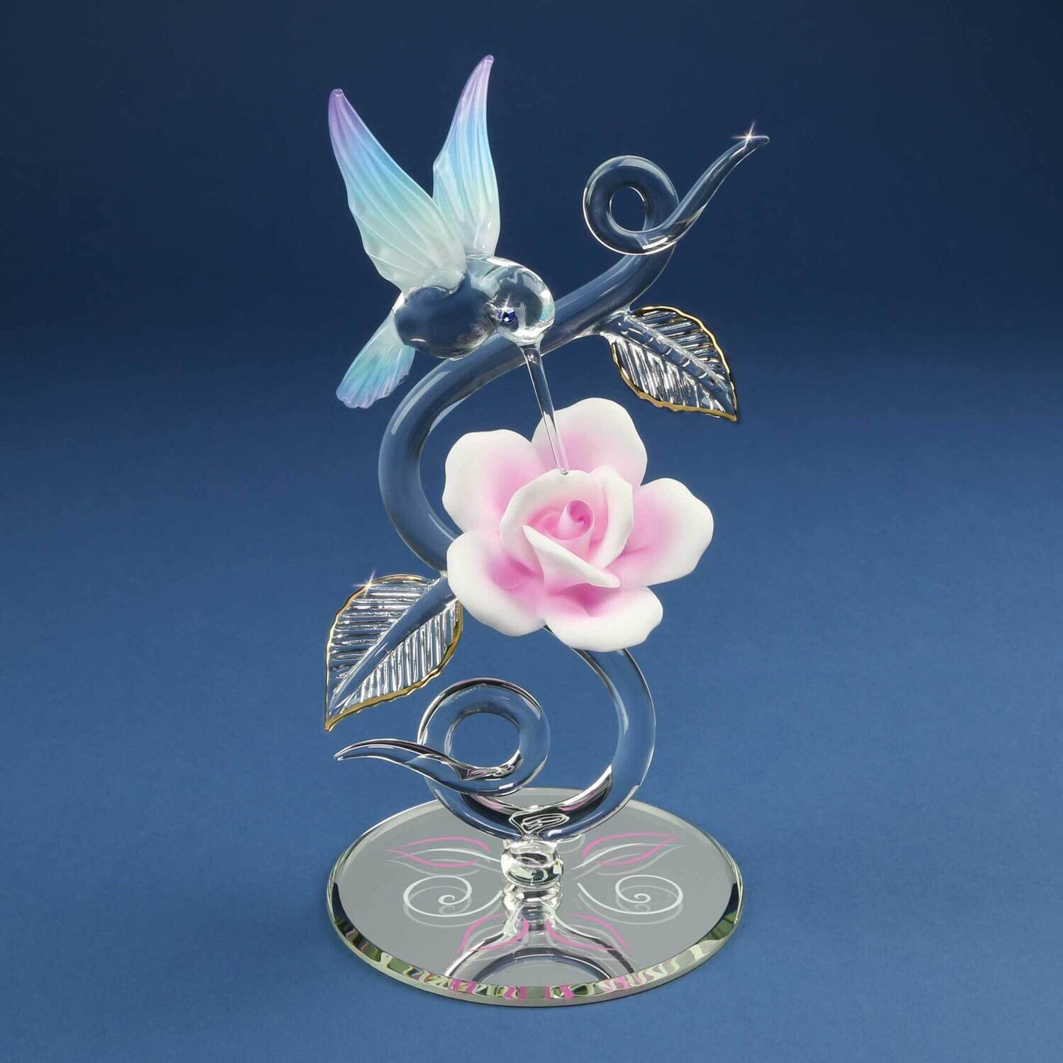 Hummingbird, Rose Vine Glass Figurine GM19270