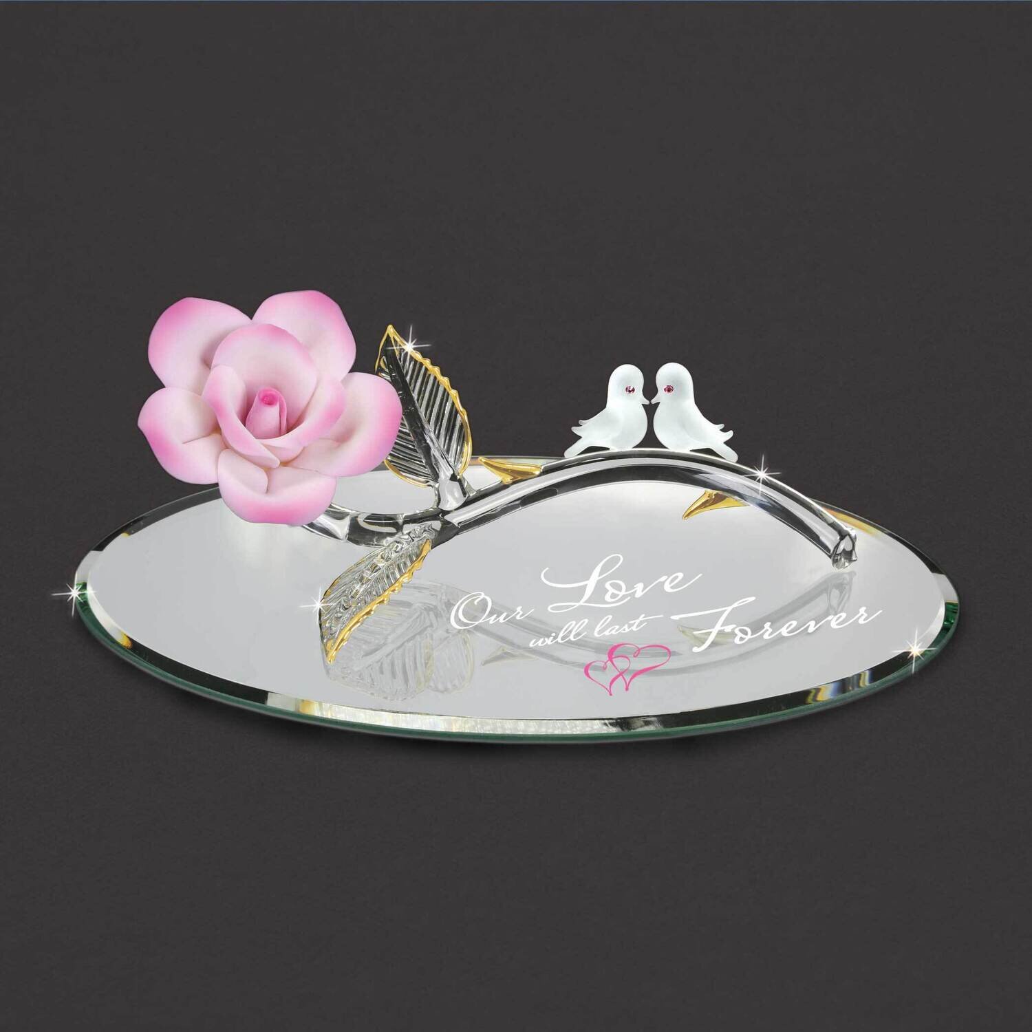 Rose with Doves, Pink Glass Figurine GM19271, MPN: GM19271, 708873037146