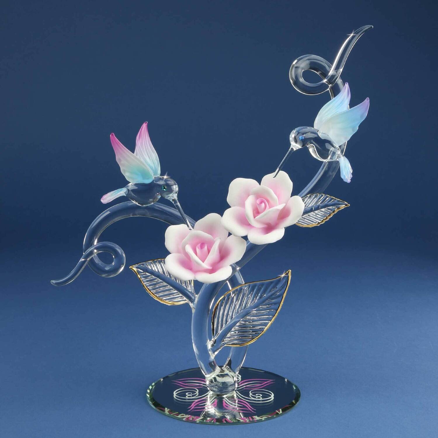 Hummingbirds, Rose Garden Glass Figurine GM19275